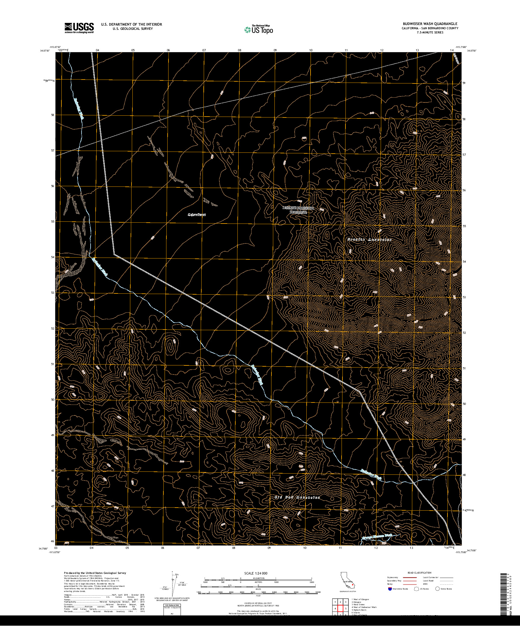 USGS US TOPO 7.5-MINUTE MAP FOR BUDWEISER WASH, CA 2018