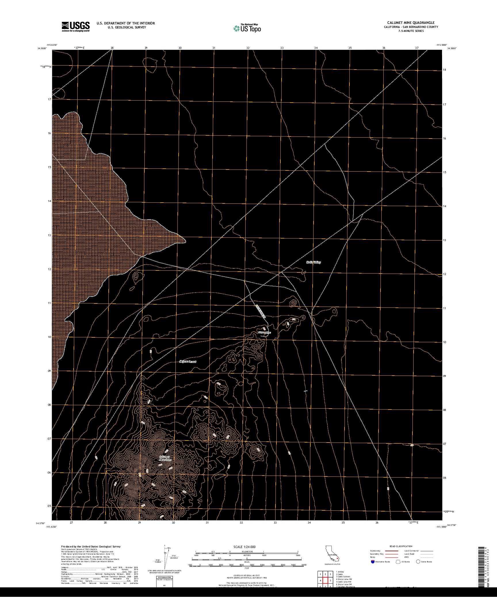 USGS US TOPO 7.5-MINUTE MAP FOR CALUMET MINE, CA 2018