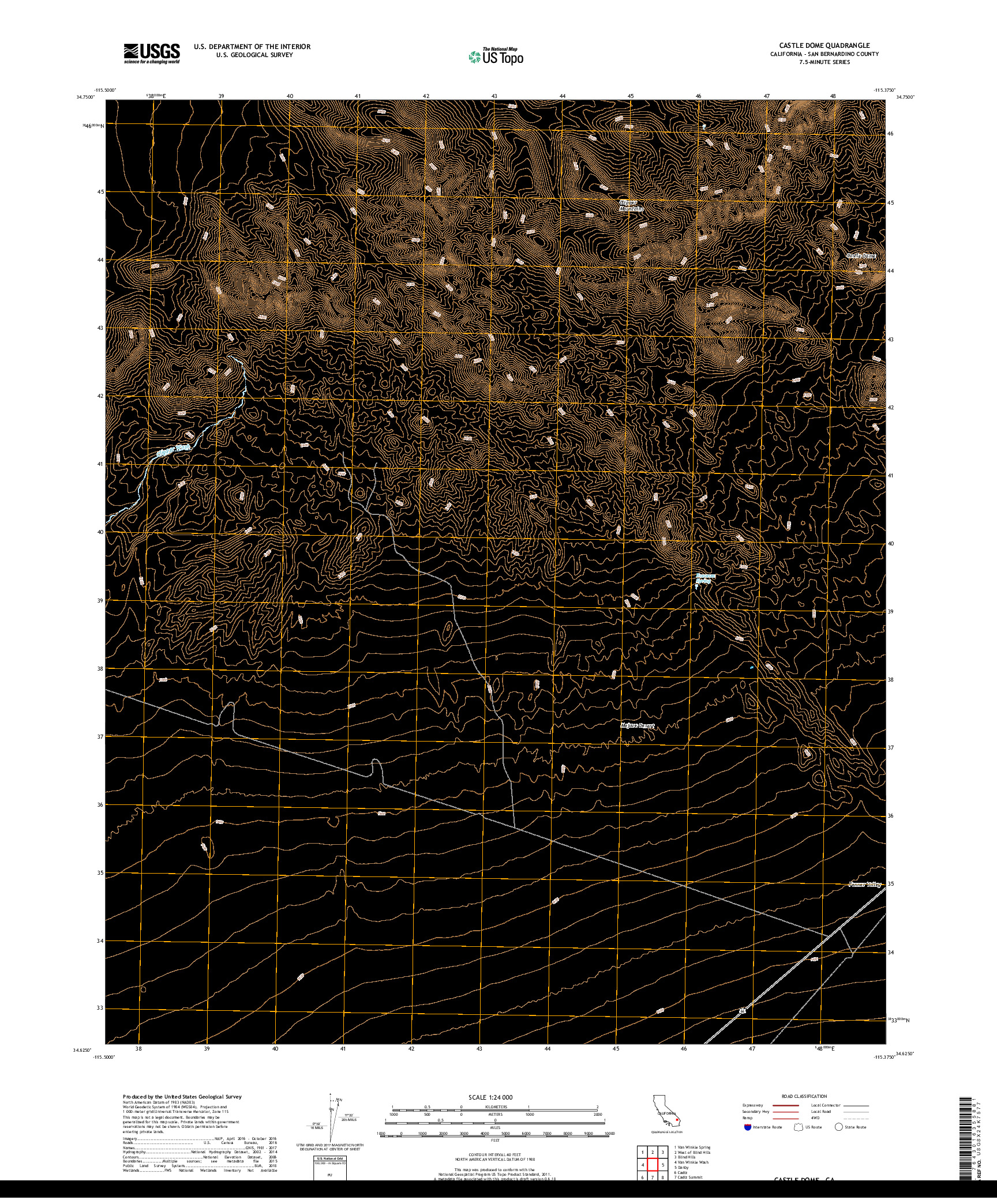 USGS US TOPO 7.5-MINUTE MAP FOR CASTLE DOME, CA 2018