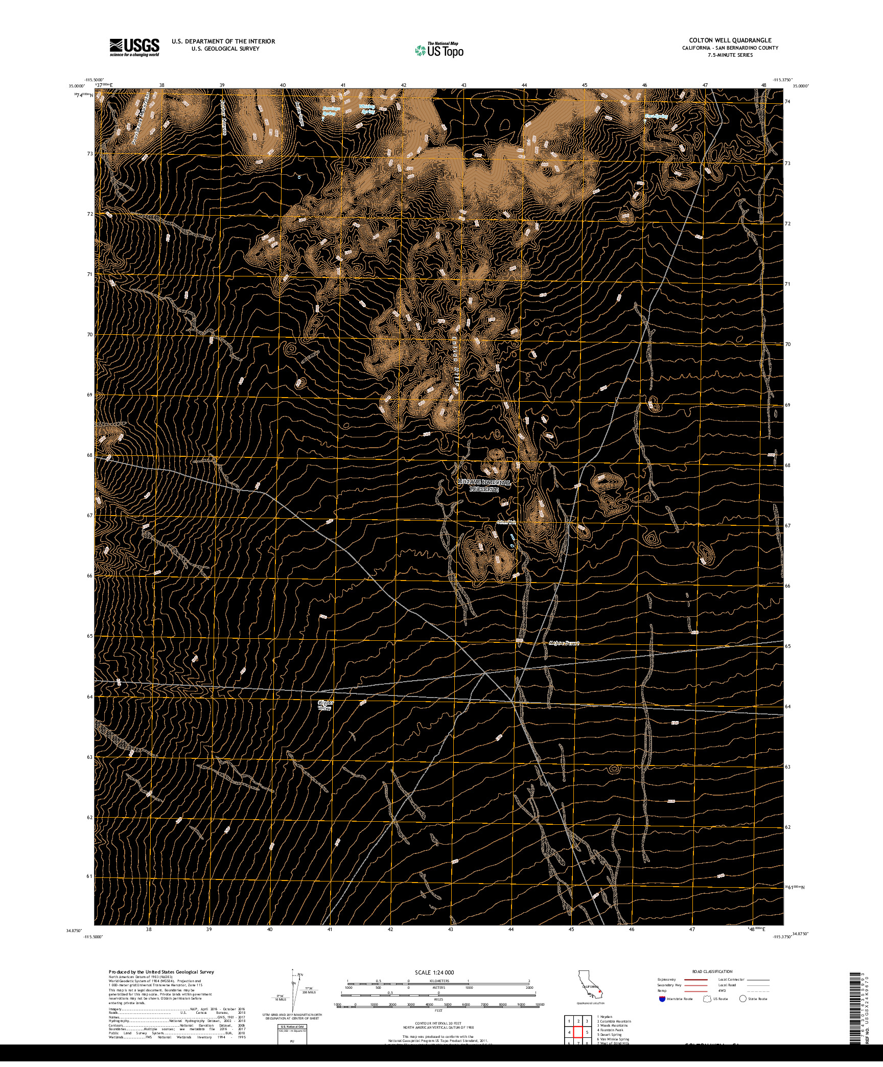 USGS US TOPO 7.5-MINUTE MAP FOR COLTON WELL, CA 2018