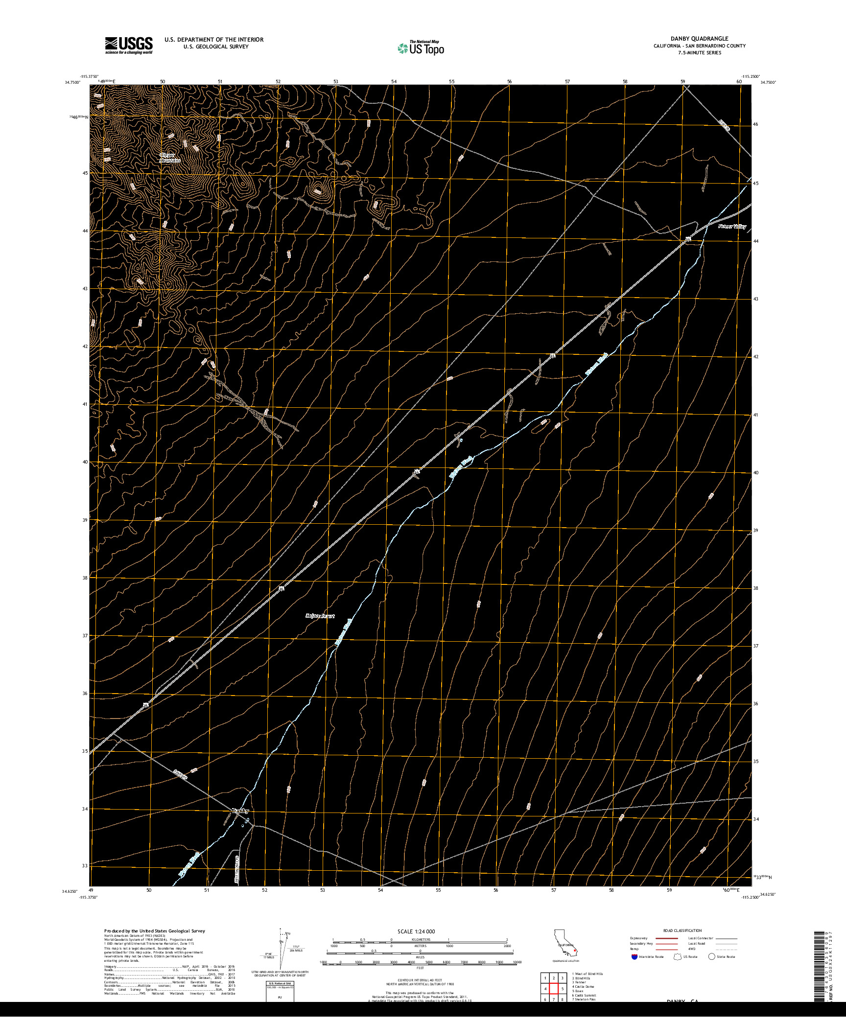 USGS US TOPO 7.5-MINUTE MAP FOR DANBY, CA 2018