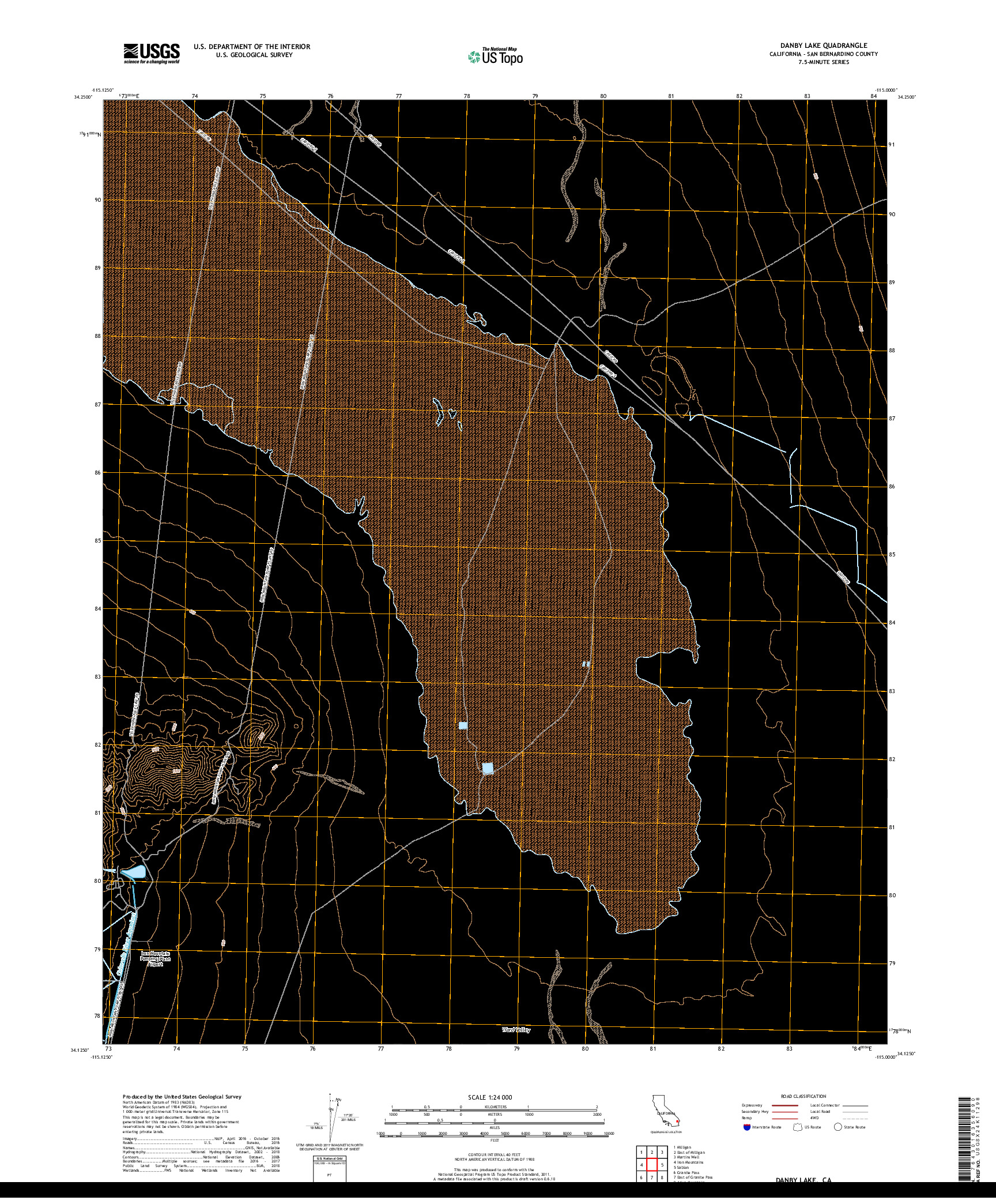 USGS US TOPO 7.5-MINUTE MAP FOR DANBY LAKE, CA 2018