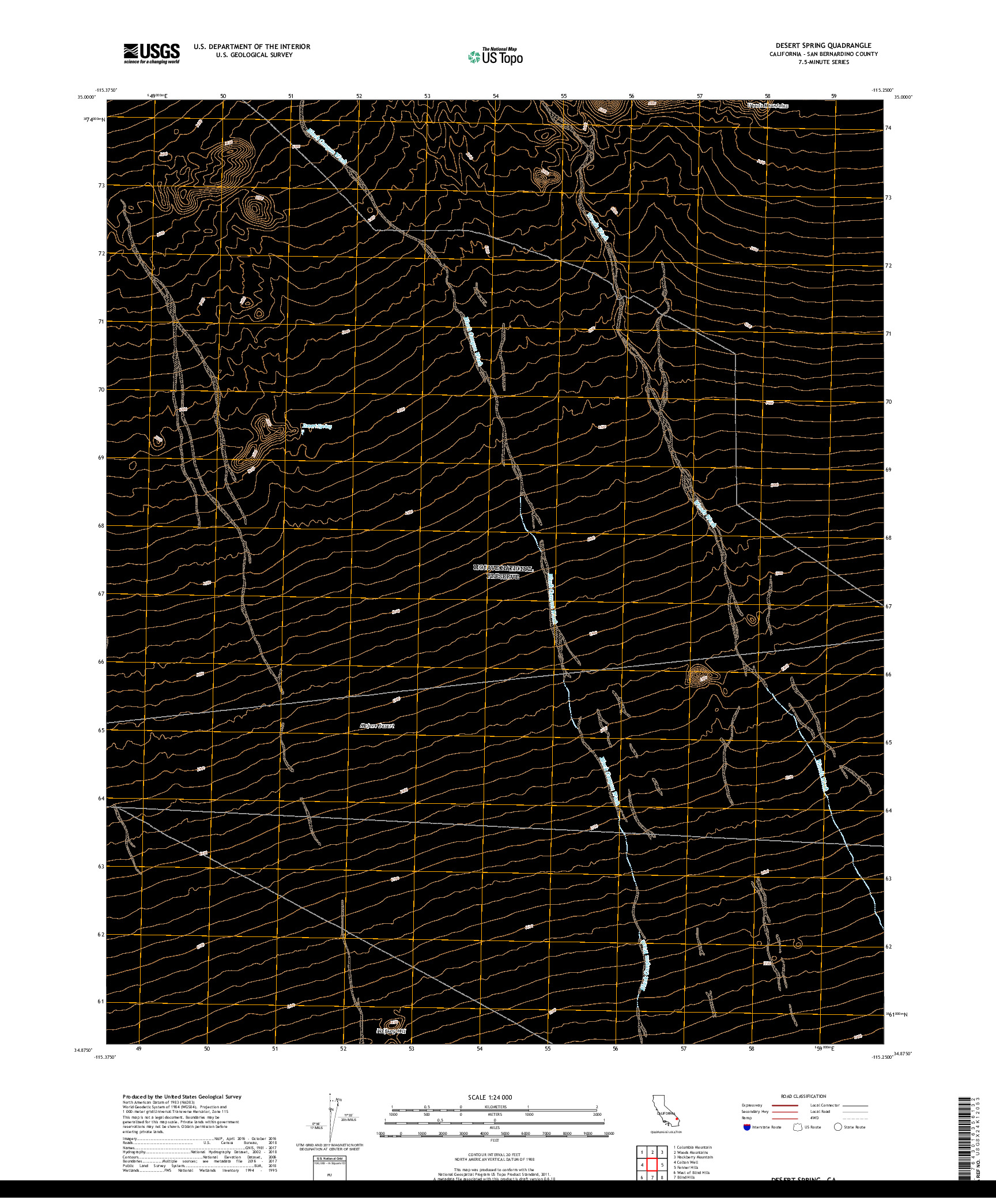 USGS US TOPO 7.5-MINUTE MAP FOR DESERT SPRING, CA 2018