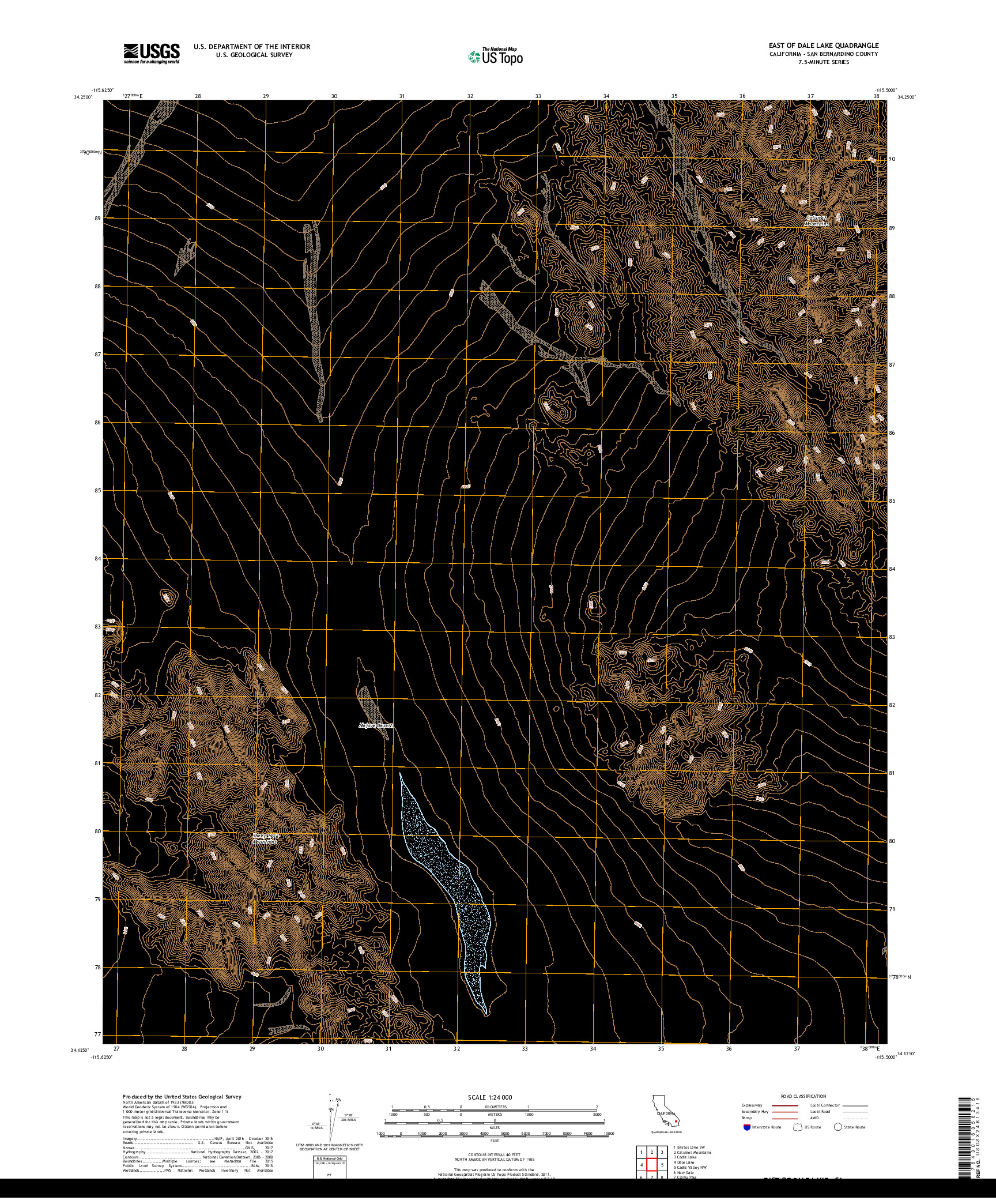 USGS US TOPO 7.5-MINUTE MAP FOR EAST OF DALE LAKE, CA 2018