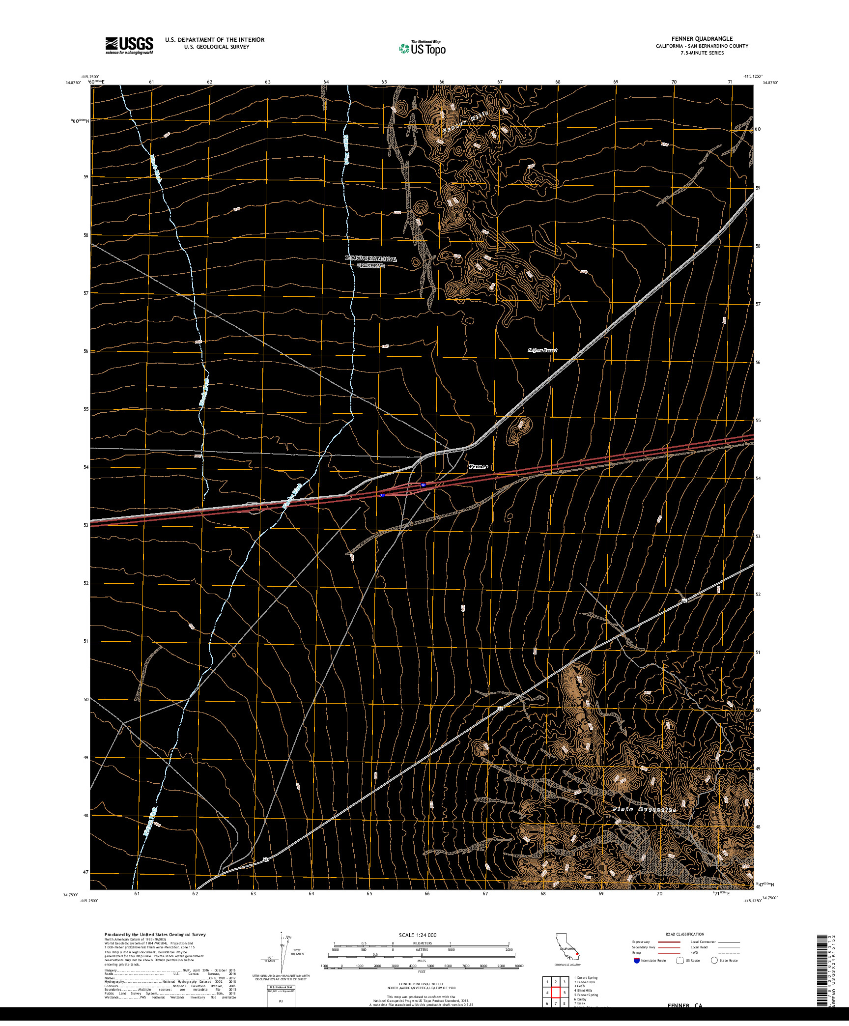 USGS US TOPO 7.5-MINUTE MAP FOR FENNER, CA 2018