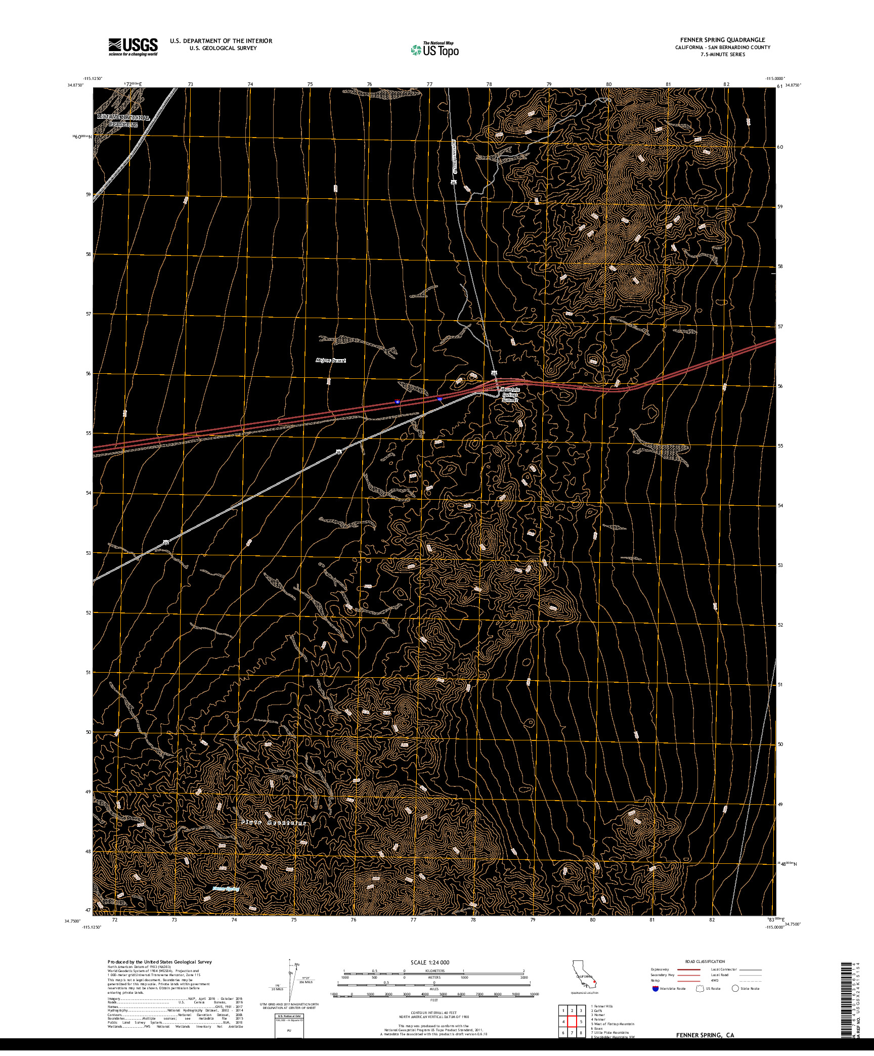 USGS US TOPO 7.5-MINUTE MAP FOR FENNER SPRING, CA 2018