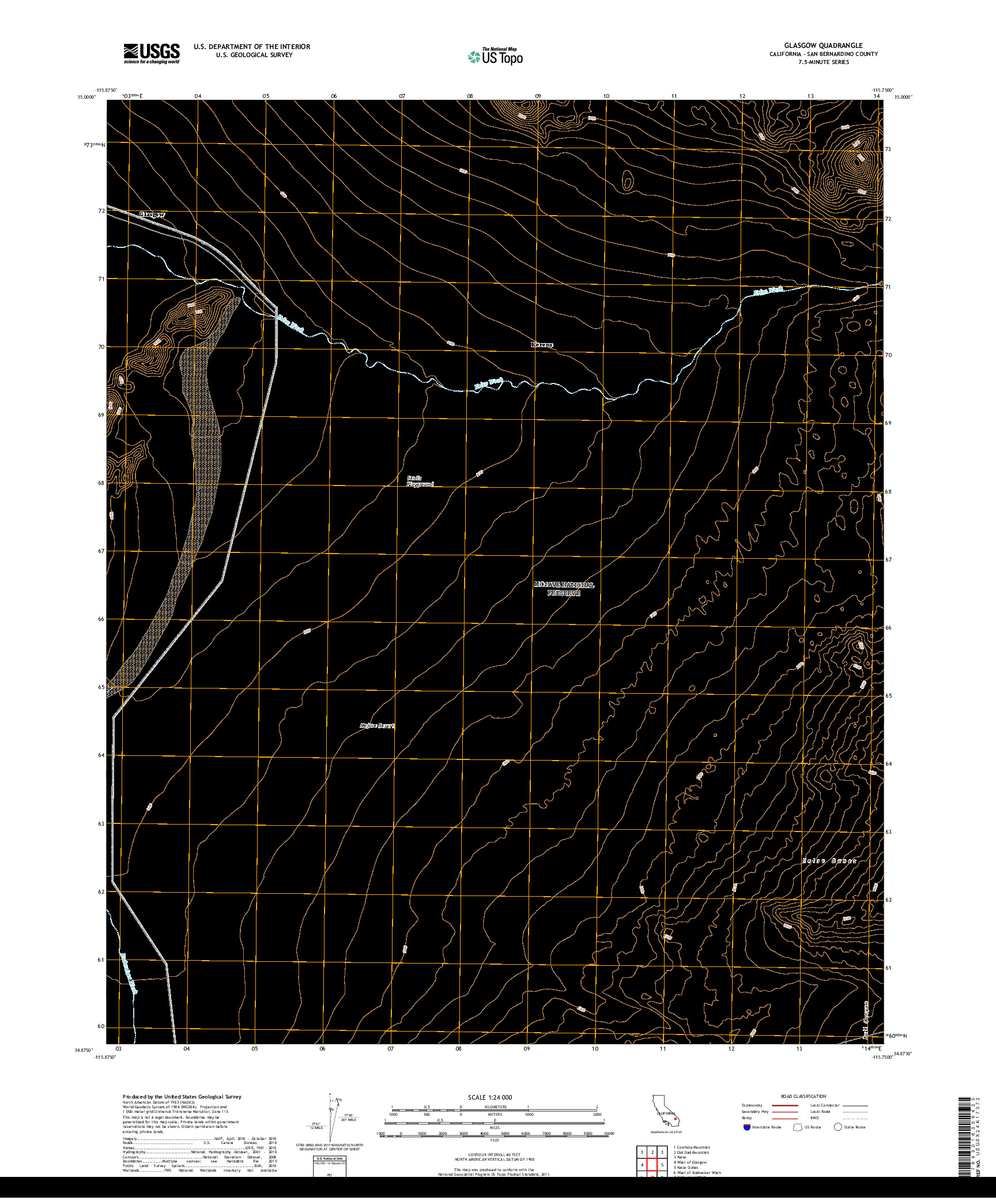 USGS US TOPO 7.5-MINUTE MAP FOR GLASGOW, CA 2018