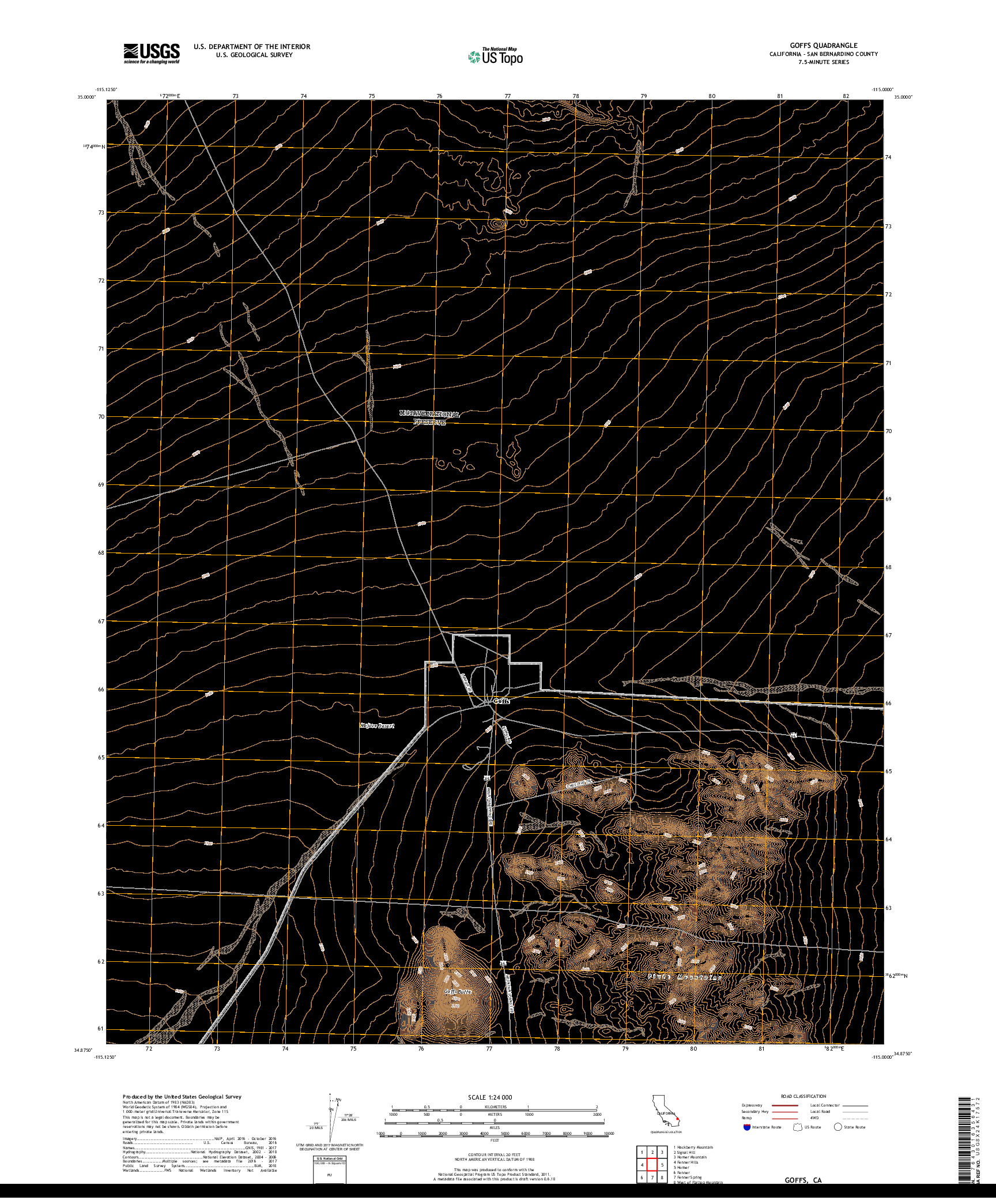 USGS US TOPO 7.5-MINUTE MAP FOR GOFFS, CA 2018