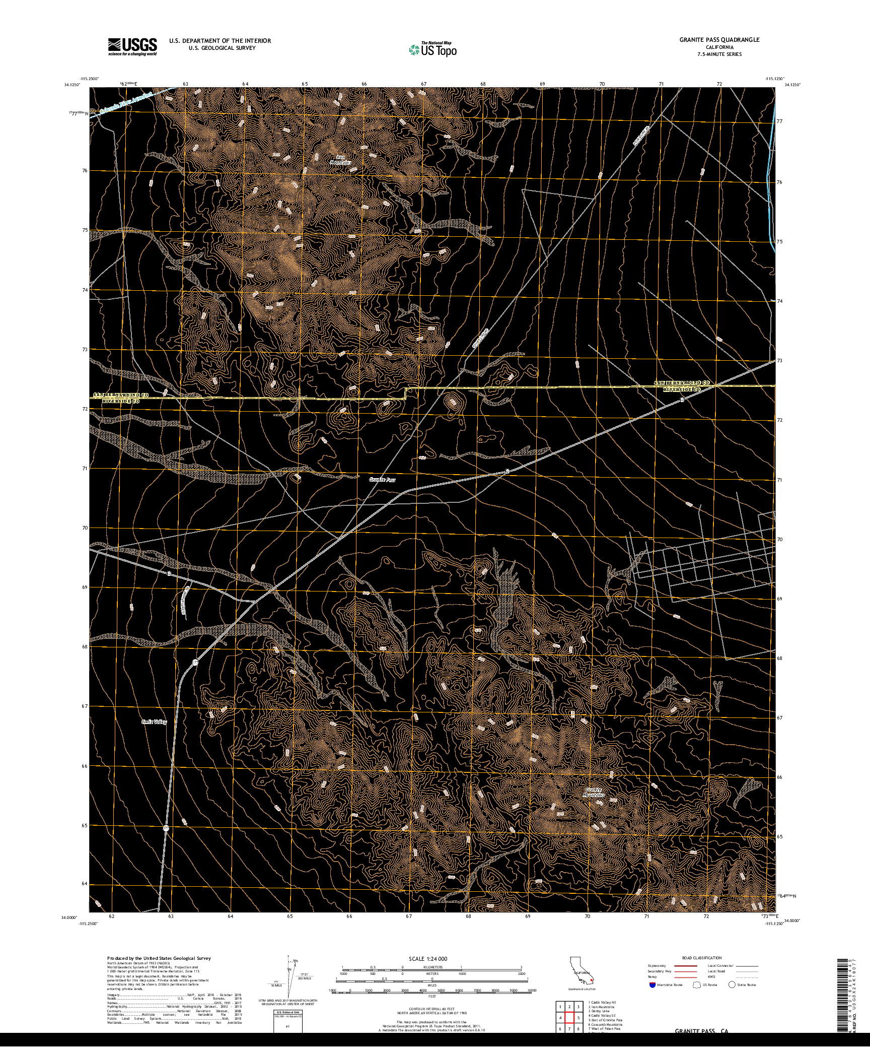USGS US TOPO 7.5-MINUTE MAP FOR GRANITE PASS, CA 2018