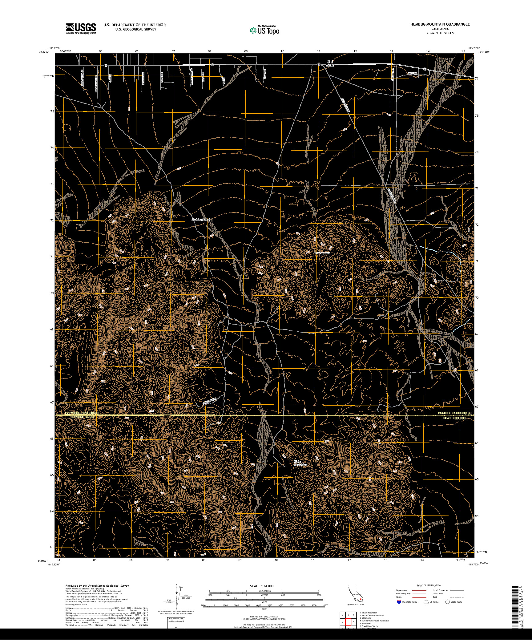 USGS US TOPO 7.5-MINUTE MAP FOR HUMBUG MOUNTAIN, CA 2018