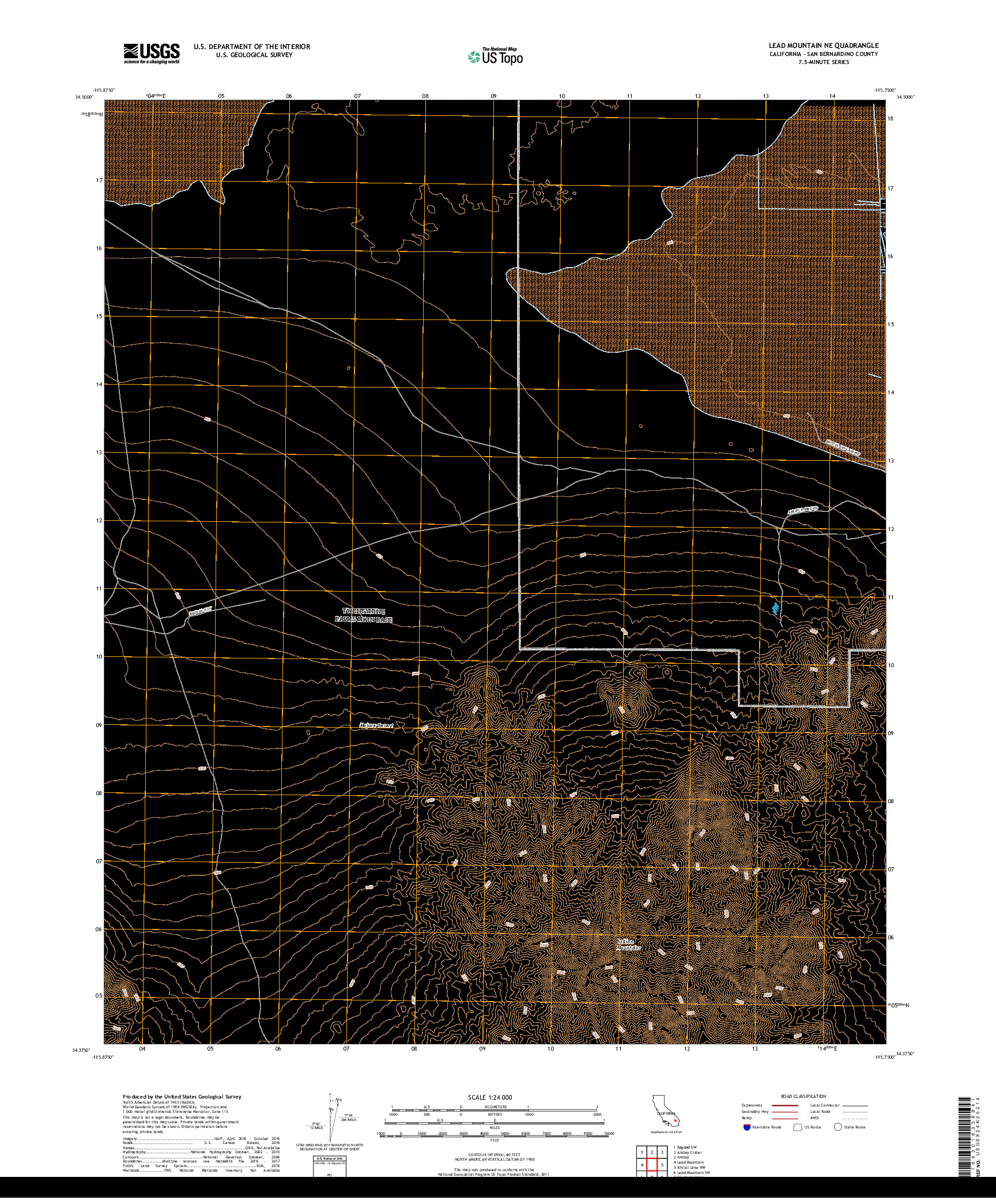 USGS US TOPO 7.5-MINUTE MAP FOR LEAD MOUNTAIN NE, CA 2018