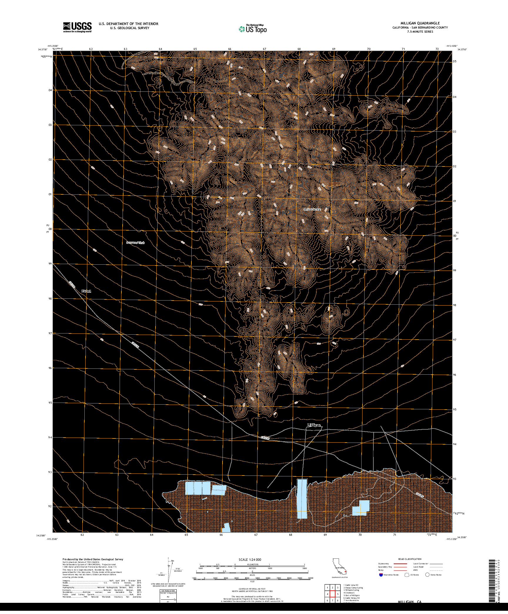 USGS US TOPO 7.5-MINUTE MAP FOR MILLIGAN, CA 2018