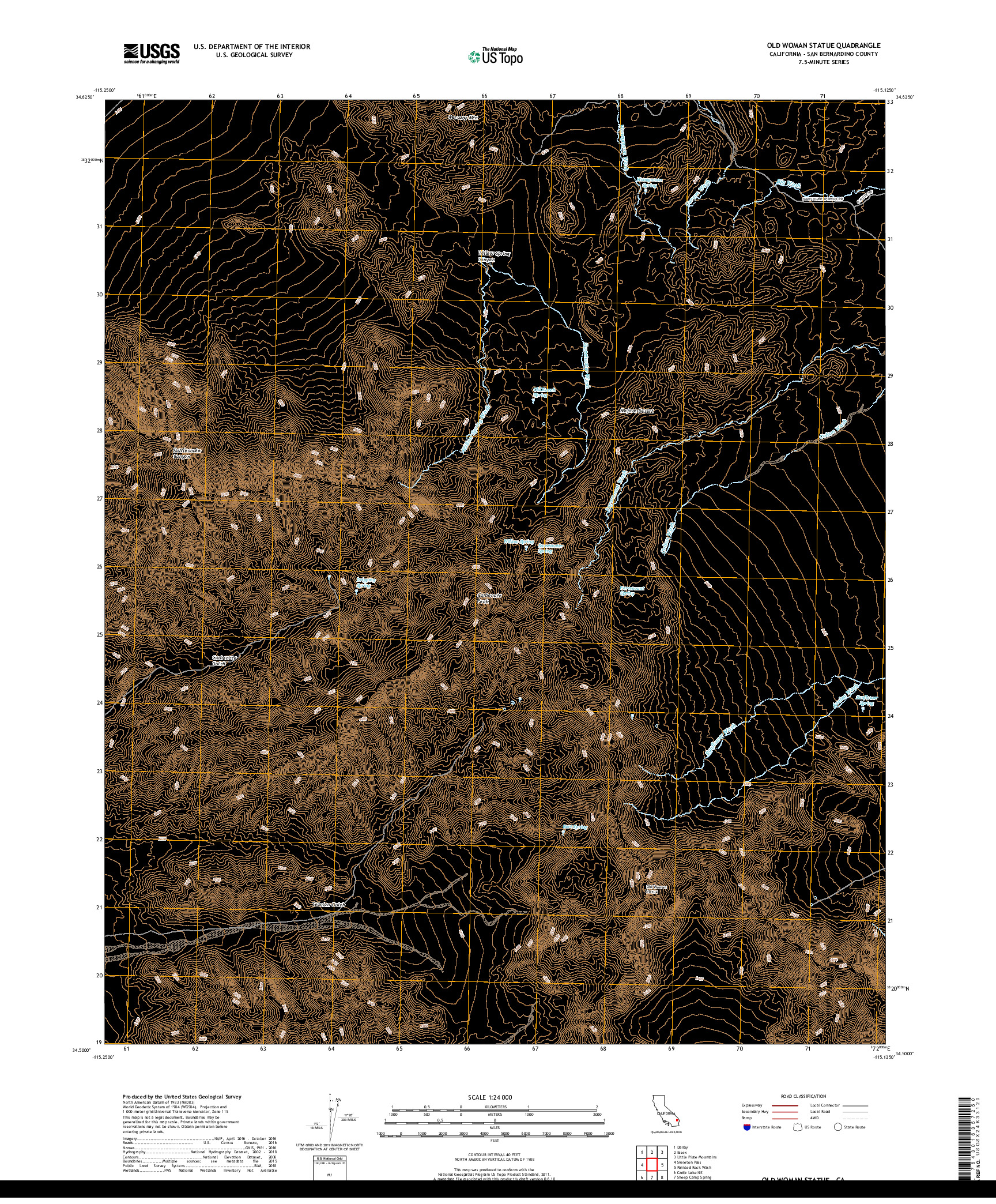 USGS US TOPO 7.5-MINUTE MAP FOR OLD WOMAN STATUE, CA 2018