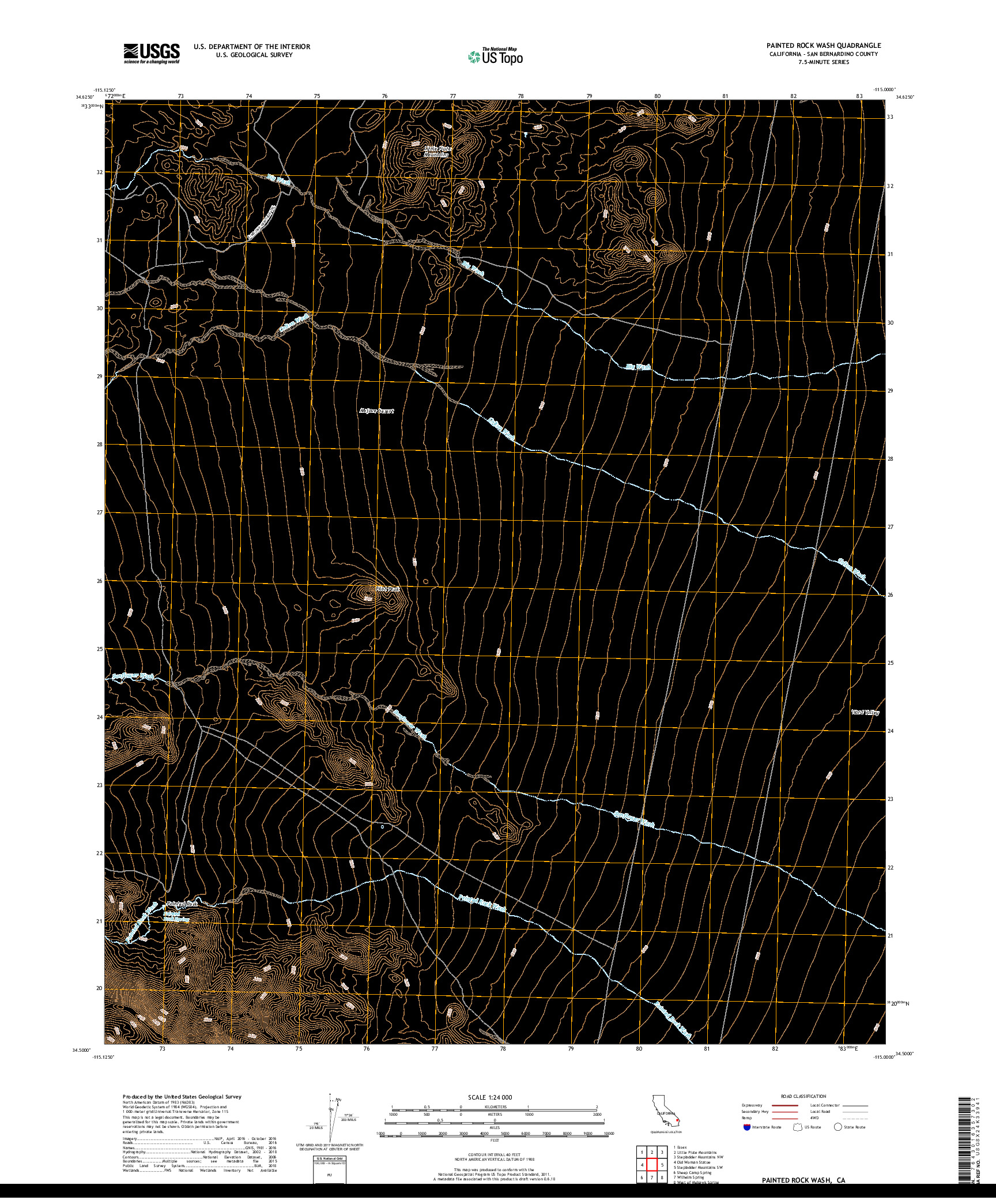 USGS US TOPO 7.5-MINUTE MAP FOR PAINTED ROCK WASH, CA 2018