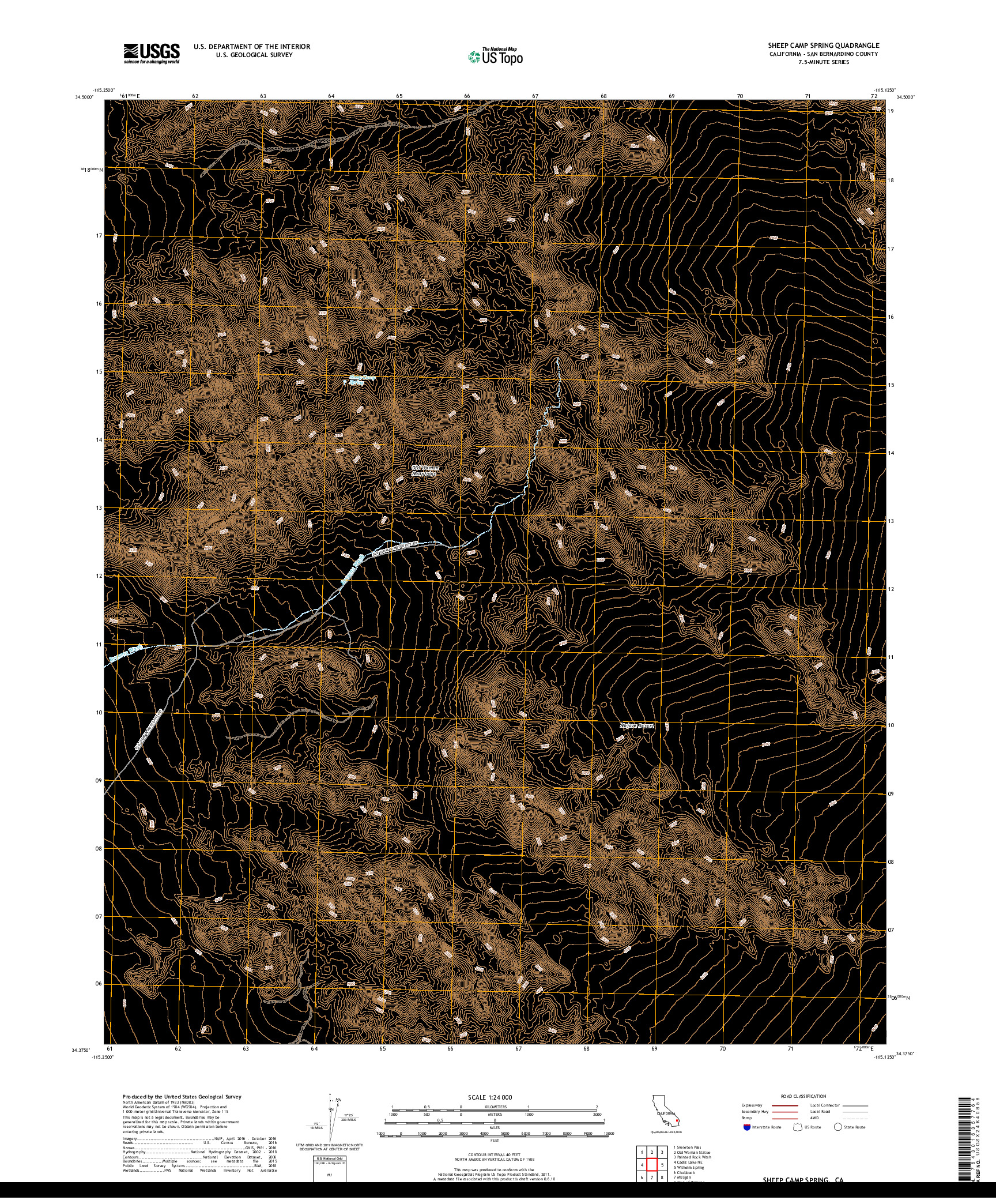 USGS US TOPO 7.5-MINUTE MAP FOR SHEEP CAMP SPRING, CA 2018