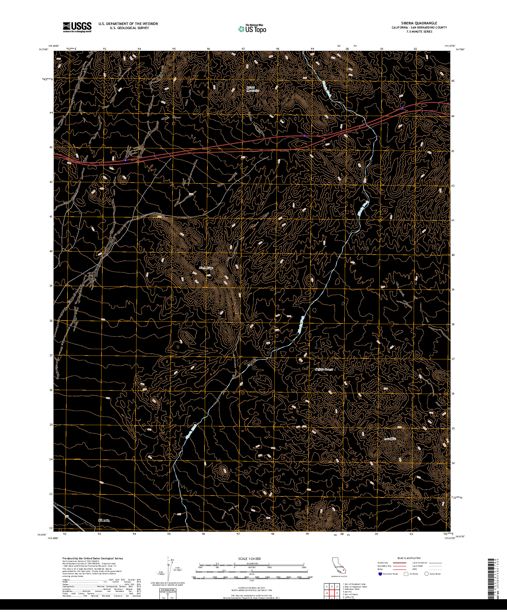 USGS US TOPO 7.5-MINUTE MAP FOR SIBERIA, CA 2018