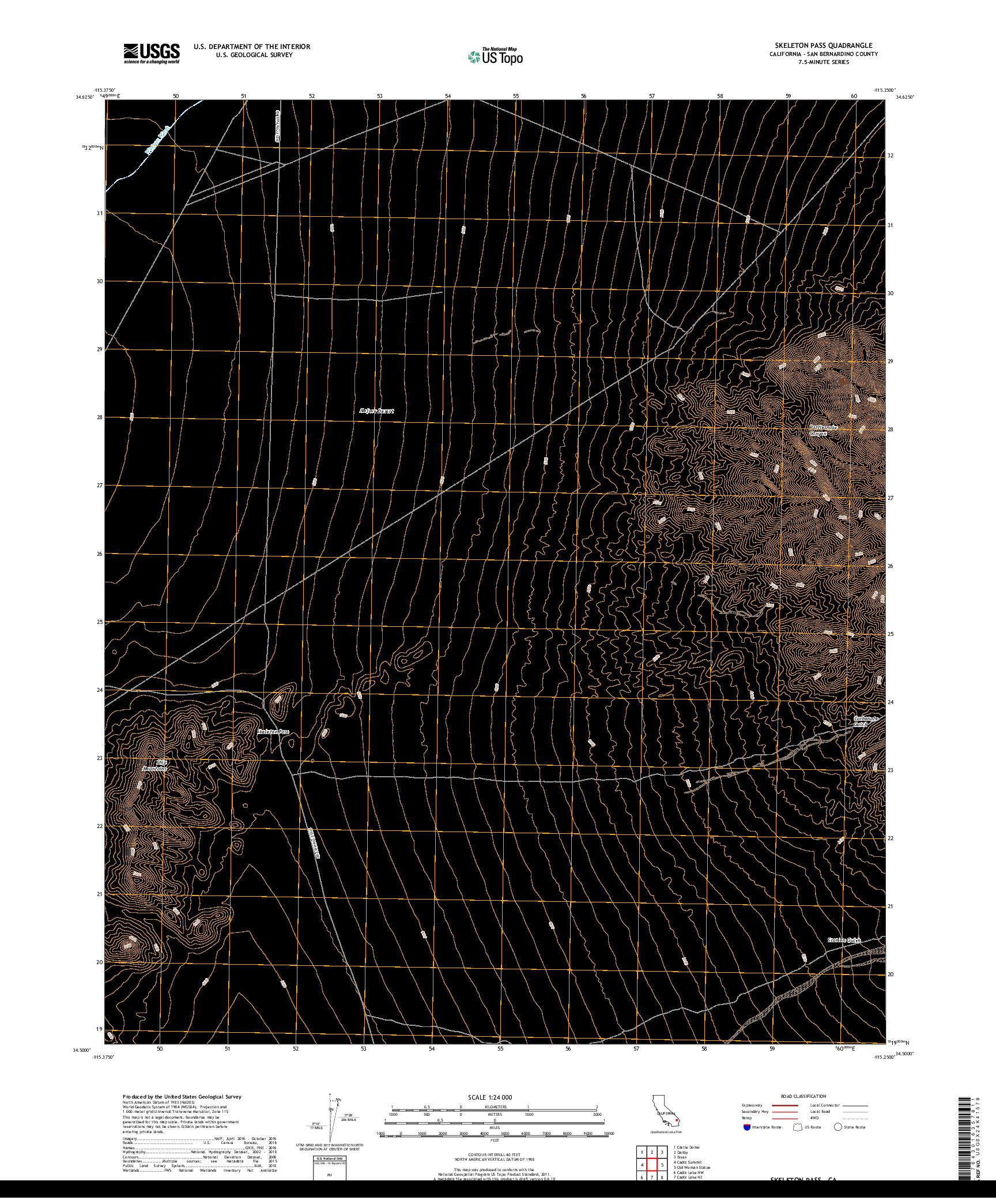 USGS US TOPO 7.5-MINUTE MAP FOR SKELETON PASS, CA 2018