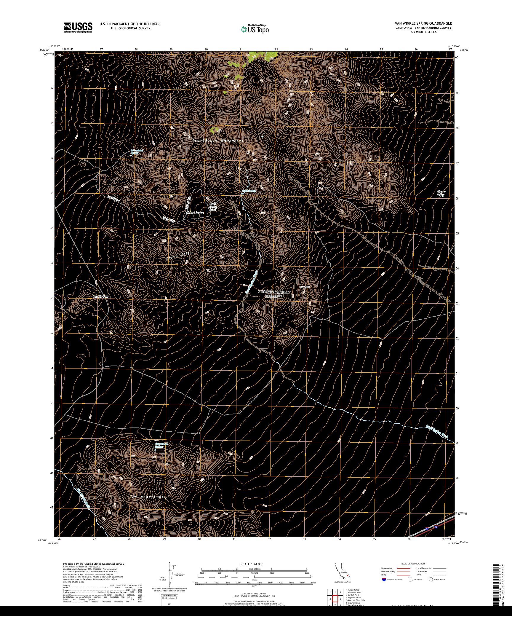 USGS US TOPO 7.5-MINUTE MAP FOR VAN WINKLE SPRING, CA 2018