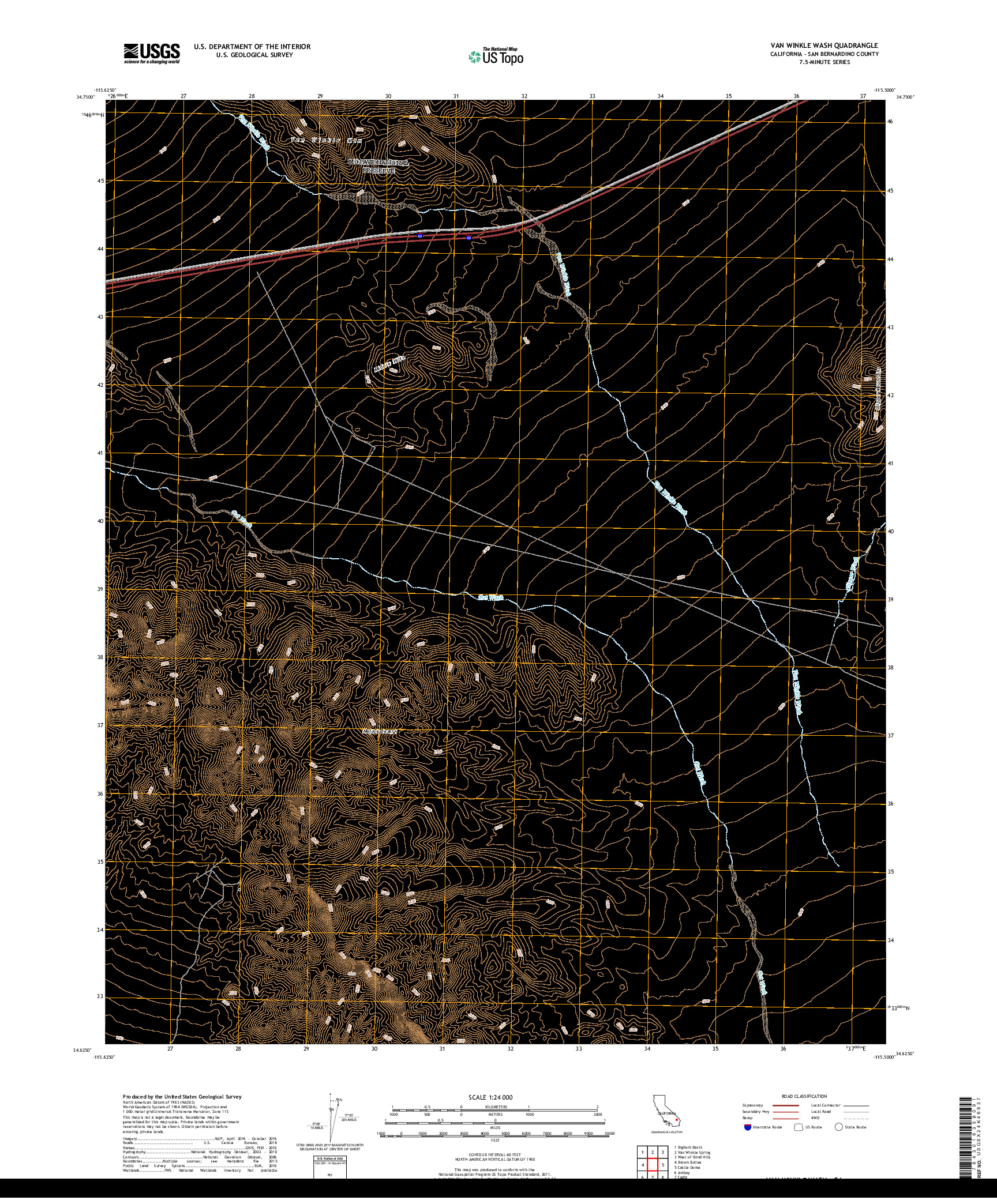 USGS US TOPO 7.5-MINUTE MAP FOR VAN WINKLE WASH, CA 2018