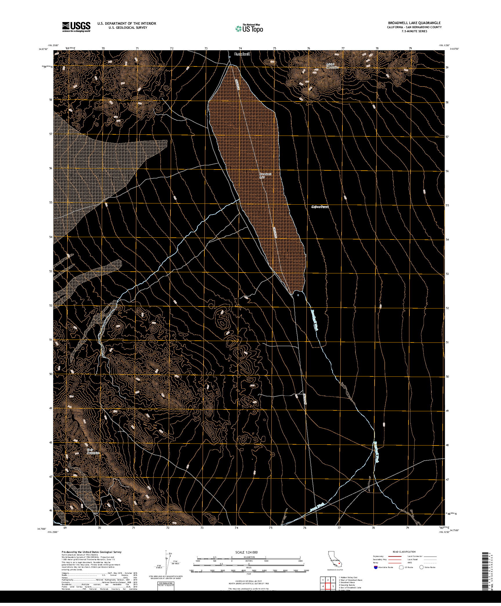 USGS US TOPO 7.5-MINUTE MAP FOR BROADWELL LAKE, CA 2018