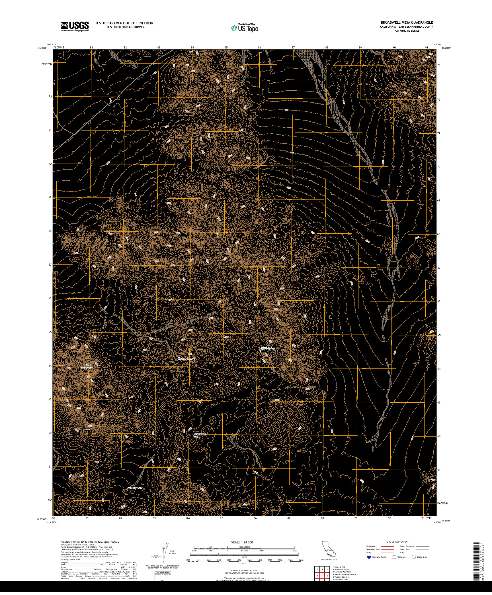 USGS US TOPO 7.5-MINUTE MAP FOR BROADWELL MESA, CA 2018