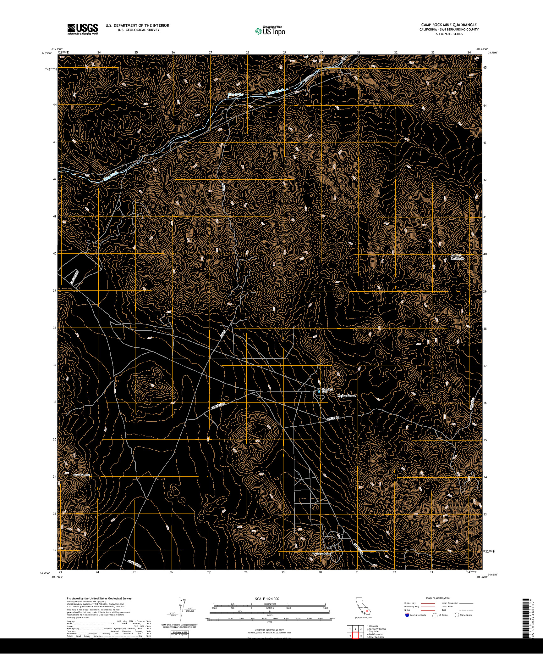 USGS US TOPO 7.5-MINUTE MAP FOR CAMP ROCK MINE, CA 2018