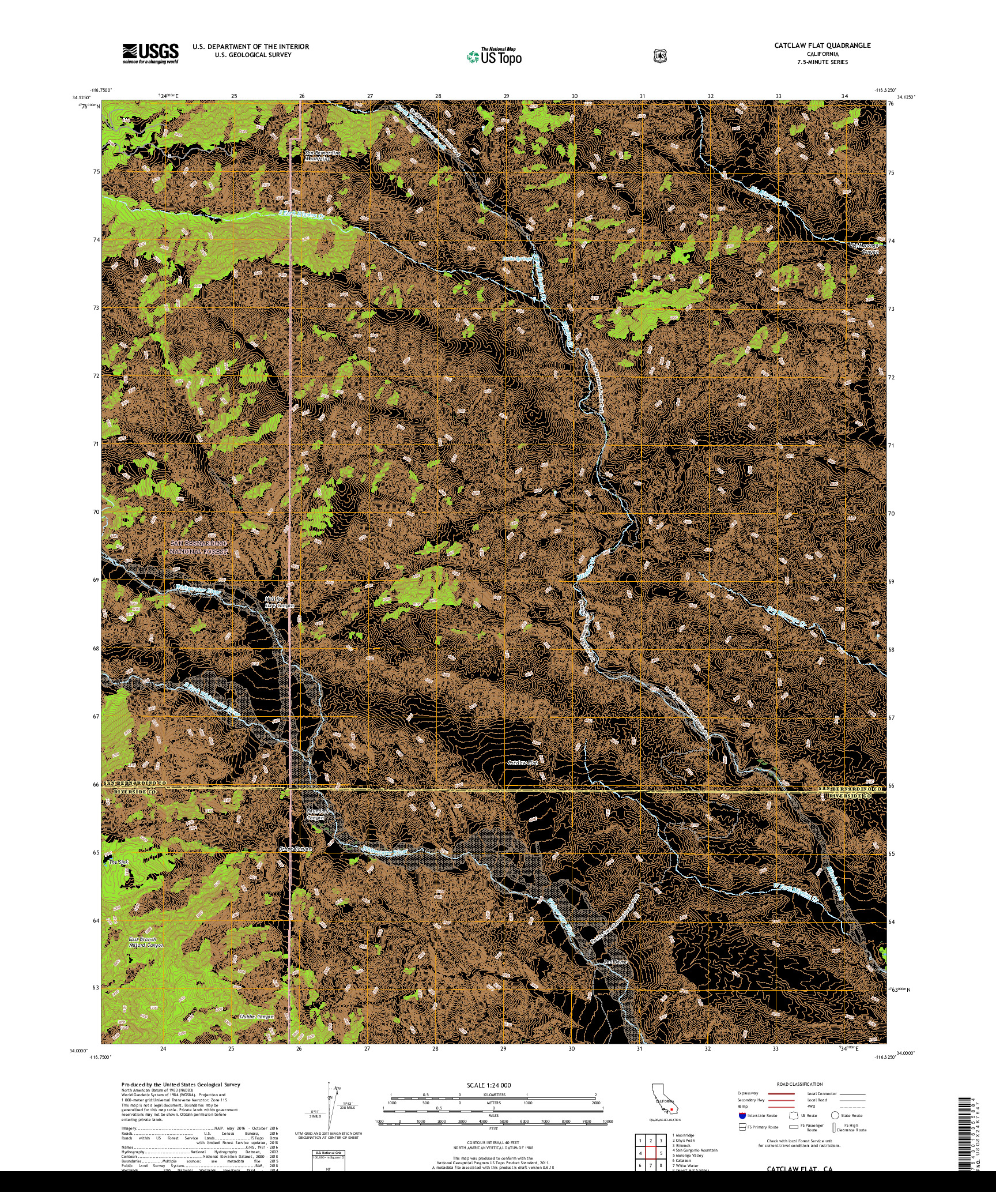 USGS US TOPO 7.5-MINUTE MAP FOR CATCLAW FLAT, CA 2018