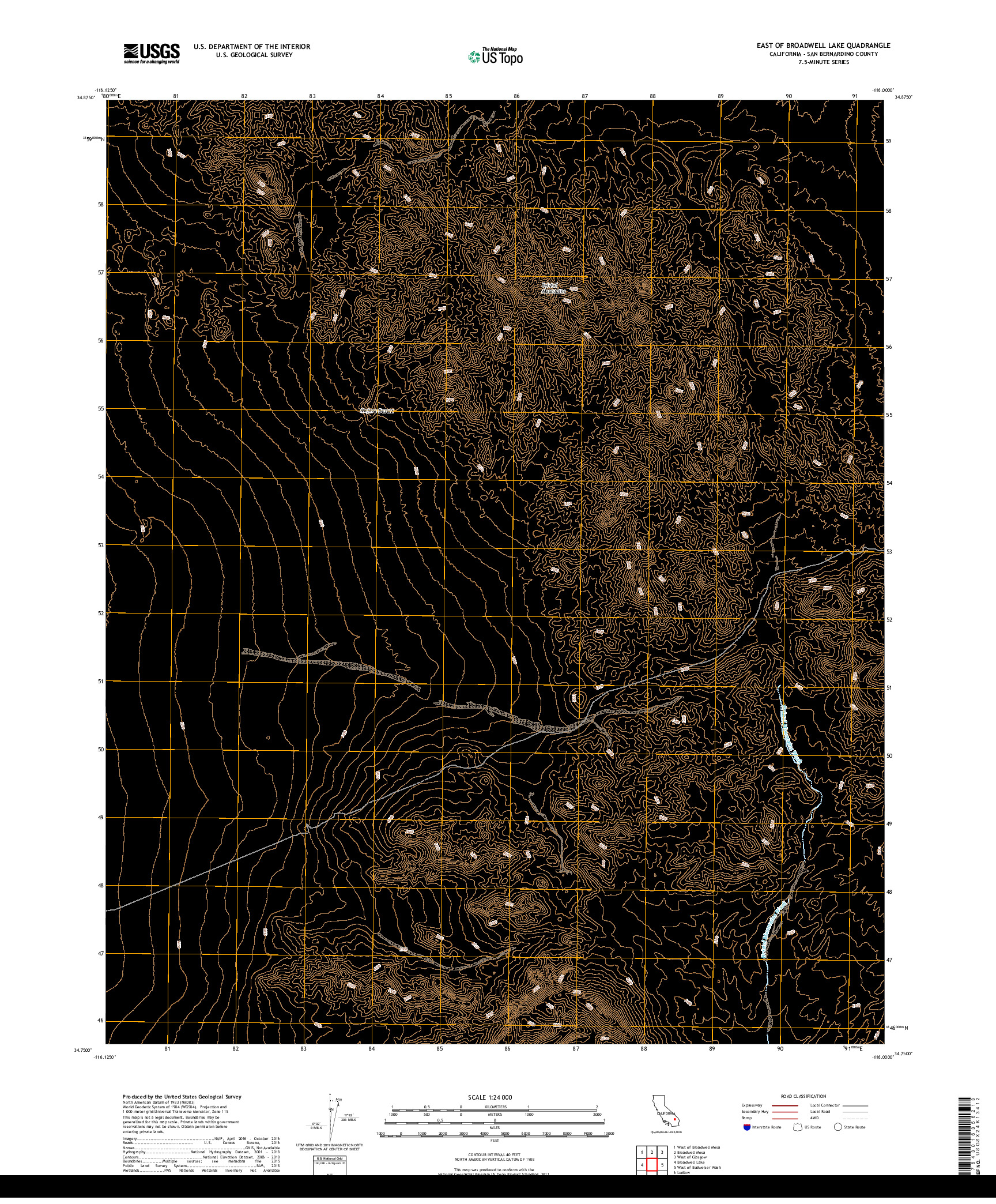 USGS US TOPO 7.5-MINUTE MAP FOR EAST OF BROADWELL LAKE, CA 2018