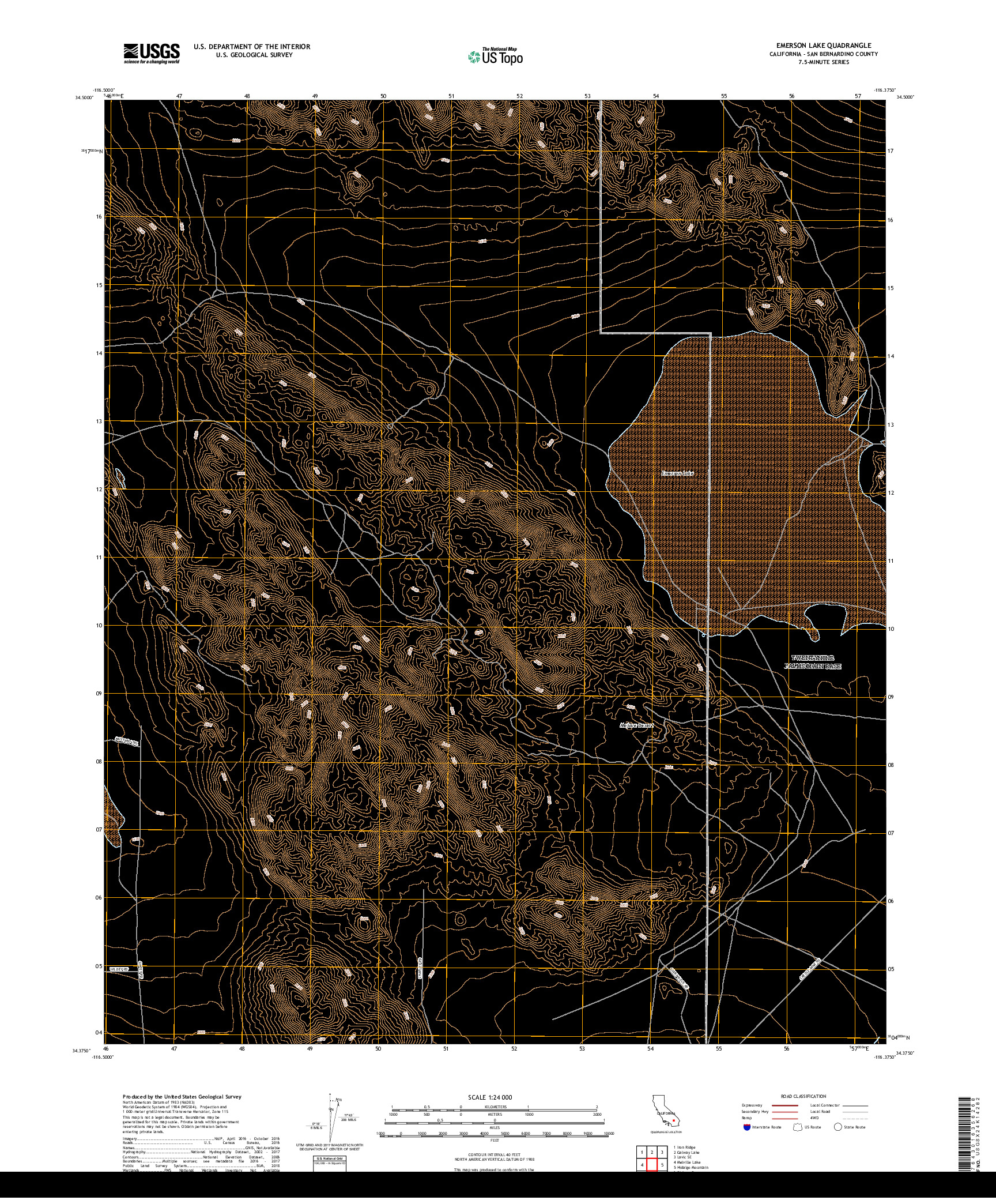 USGS US TOPO 7.5-MINUTE MAP FOR EMERSON LAKE, CA 2018