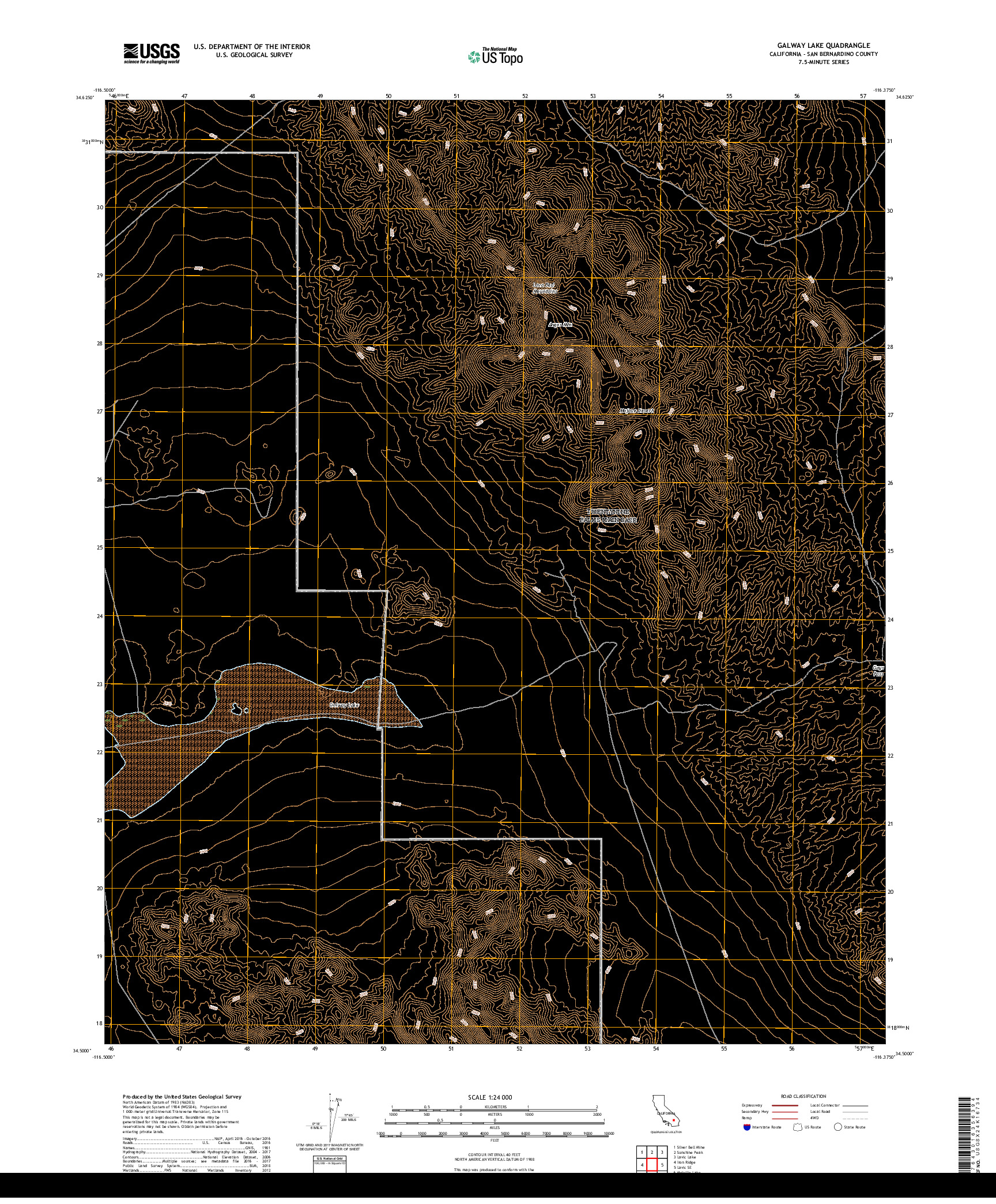 USGS US TOPO 7.5-MINUTE MAP FOR GALWAY LAKE, CA 2018