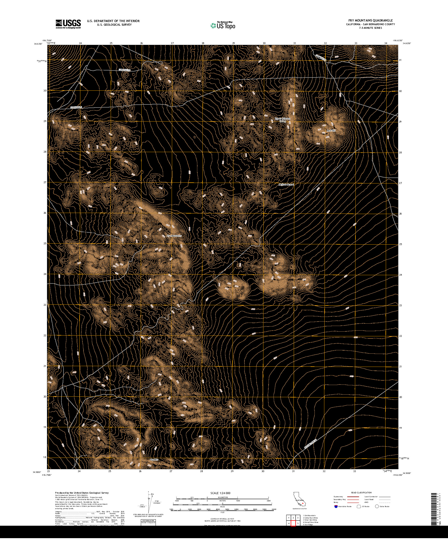 USGS US TOPO 7.5-MINUTE MAP FOR FRY MOUNTAINS, CA 2018