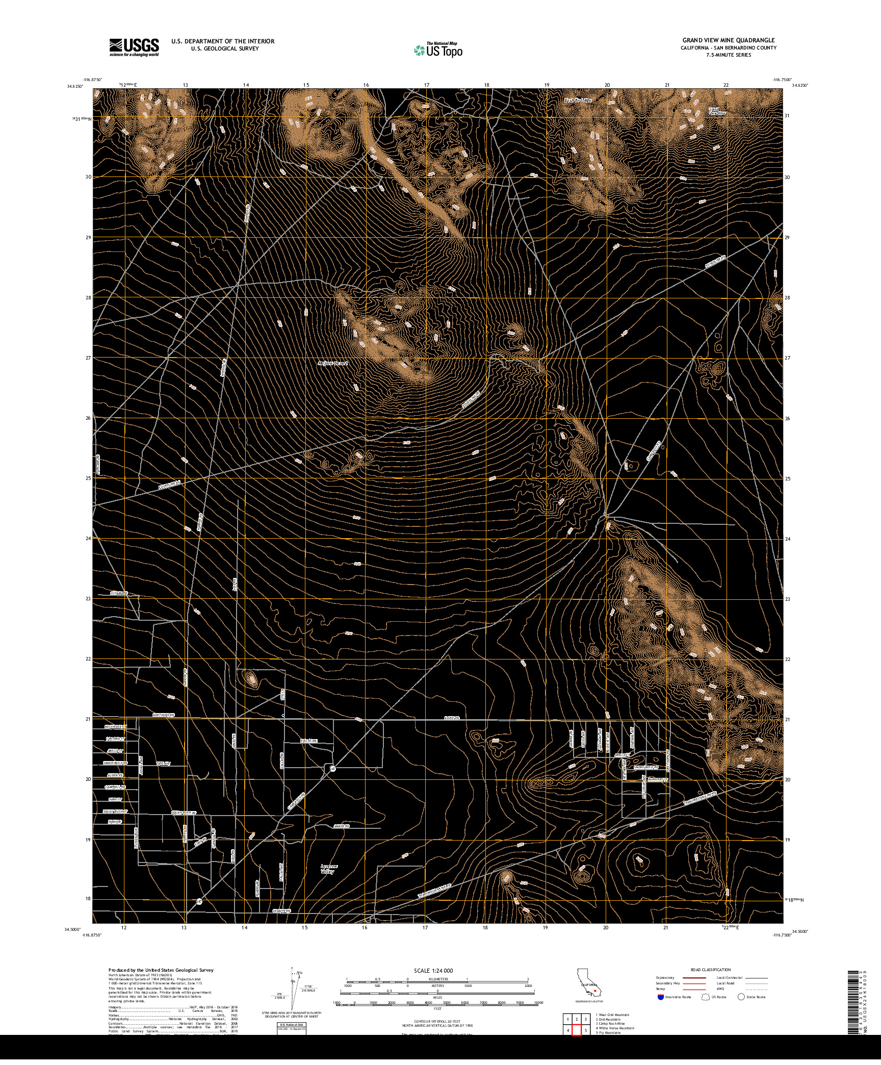 USGS US TOPO 7.5-MINUTE MAP FOR GRAND VIEW MINE, CA 2018