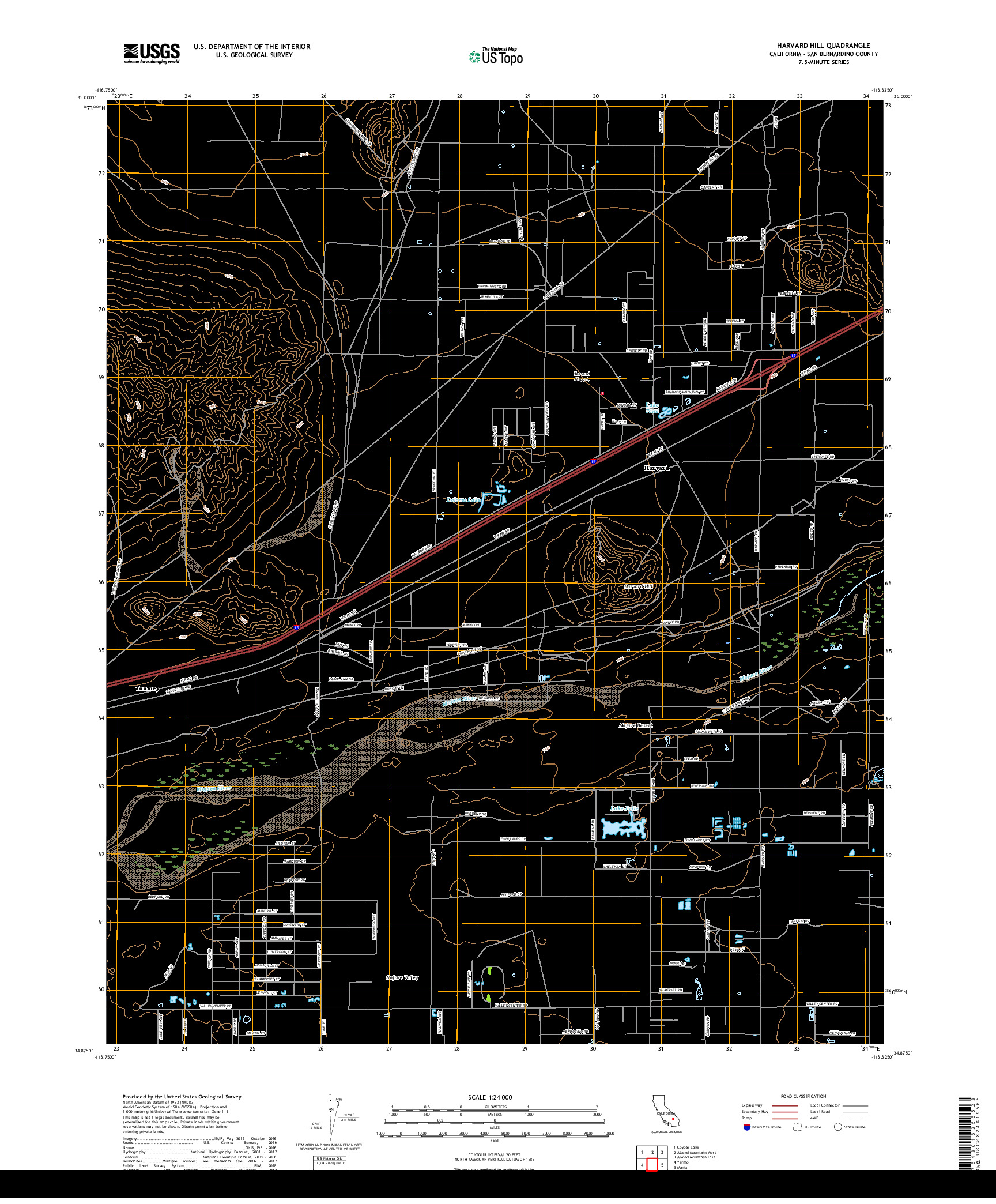 USGS US TOPO 7.5-MINUTE MAP FOR HARVARD HILL, CA 2018