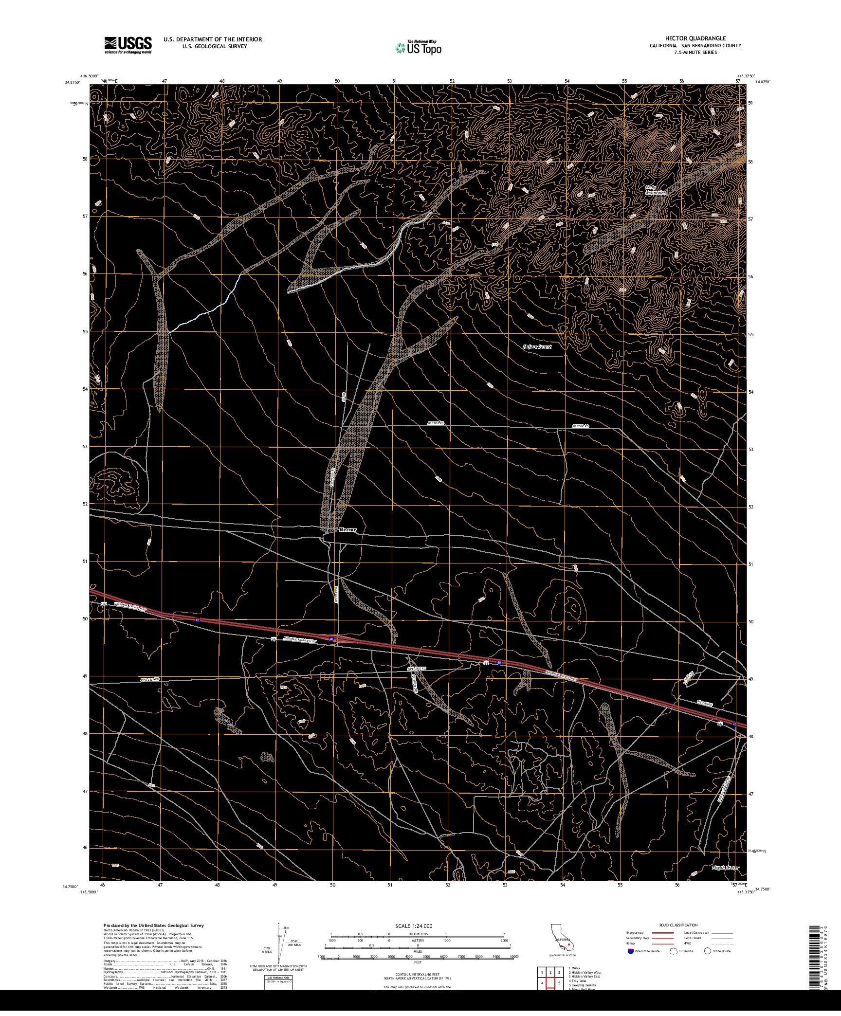 USGS US TOPO 7.5-MINUTE MAP FOR HECTOR, CA 2018