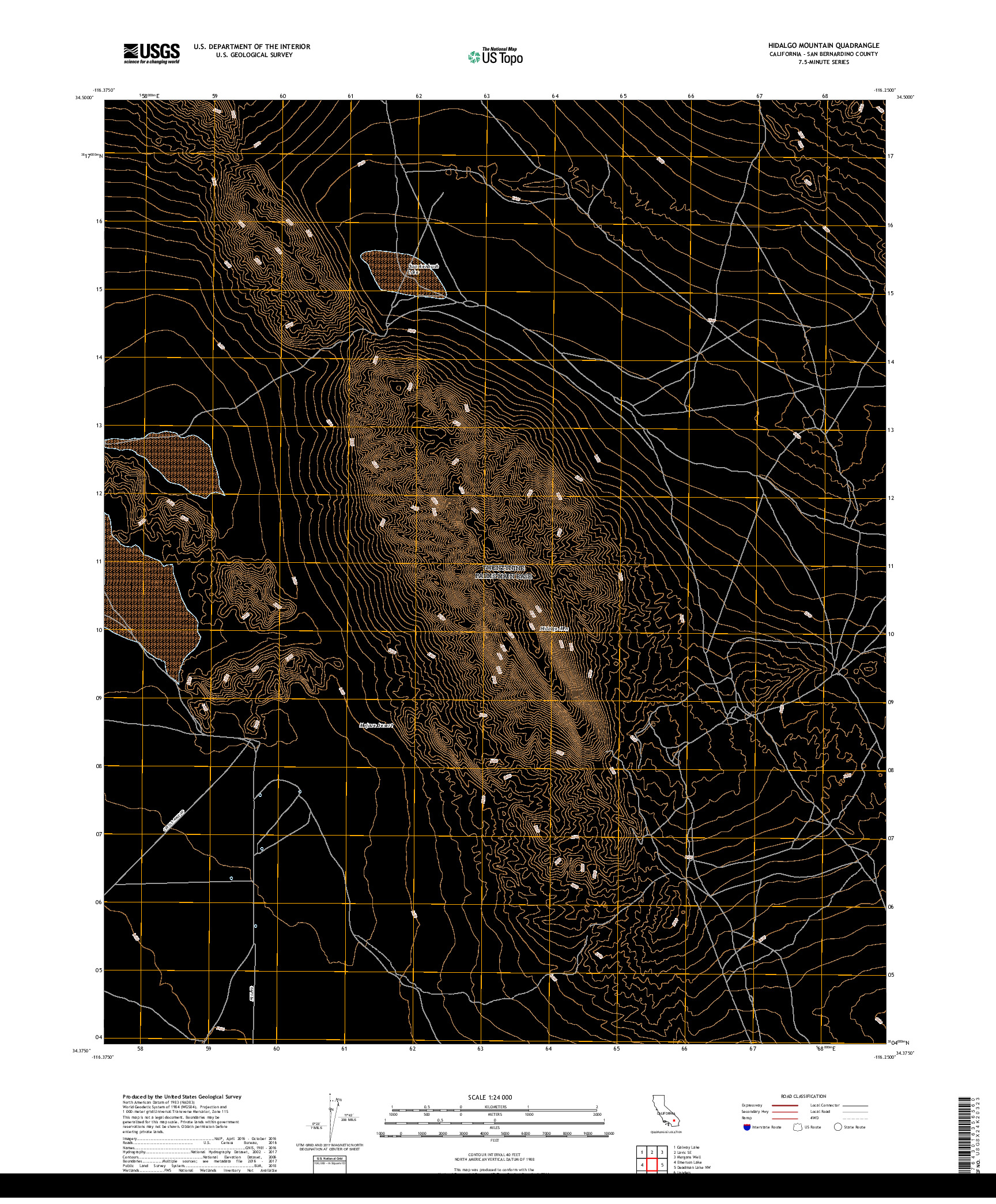 USGS US TOPO 7.5-MINUTE MAP FOR HIDALGO MOUNTAIN, CA 2018