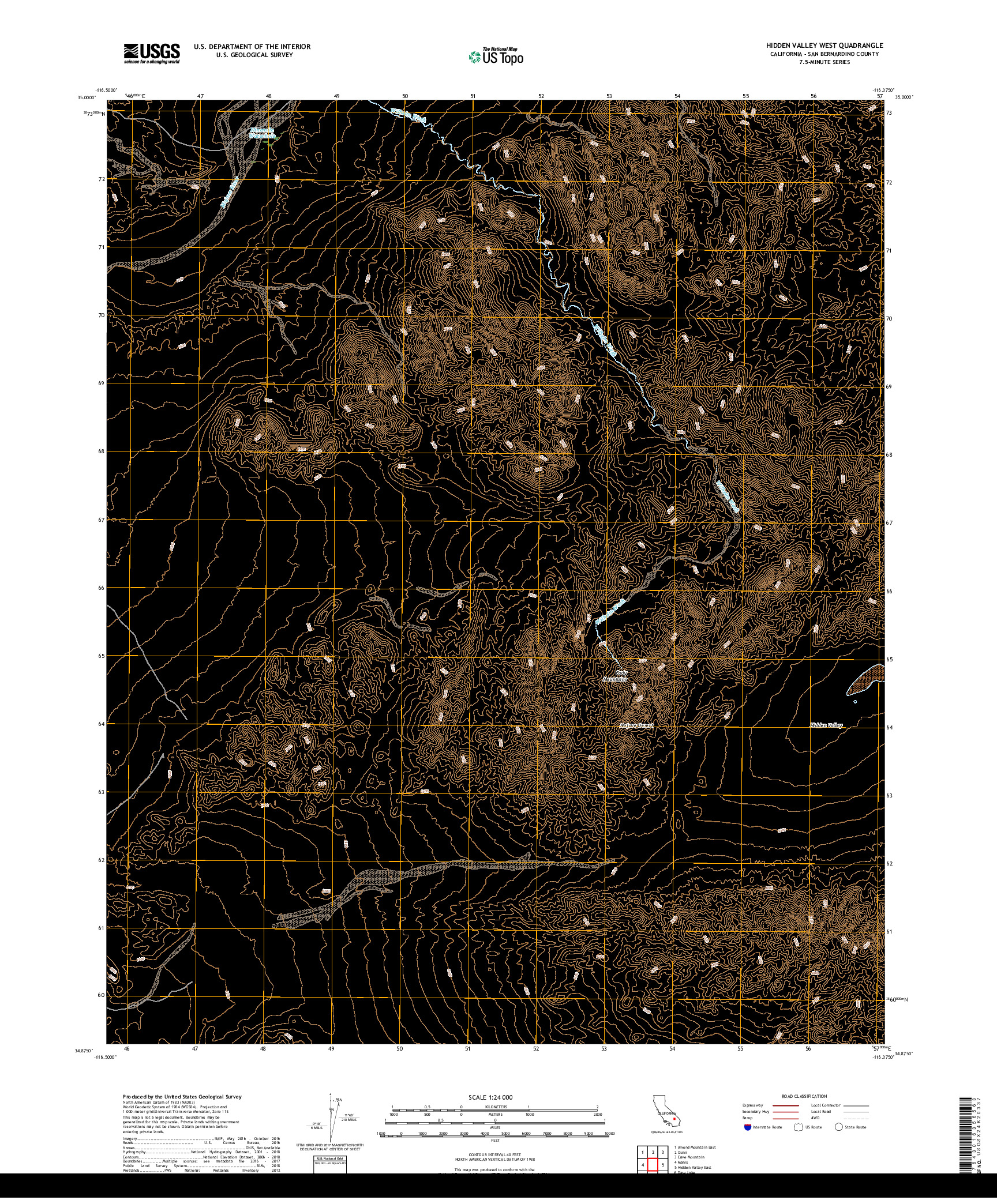 USGS US TOPO 7.5-MINUTE MAP FOR HIDDEN VALLEY WEST, CA 2018