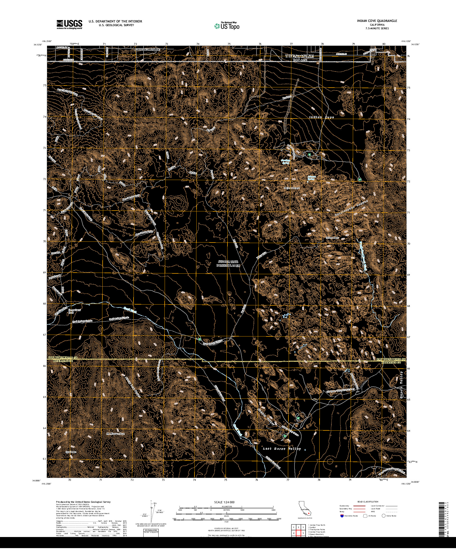 USGS US TOPO 7.5-MINUTE MAP FOR INDIAN COVE, CA 2018