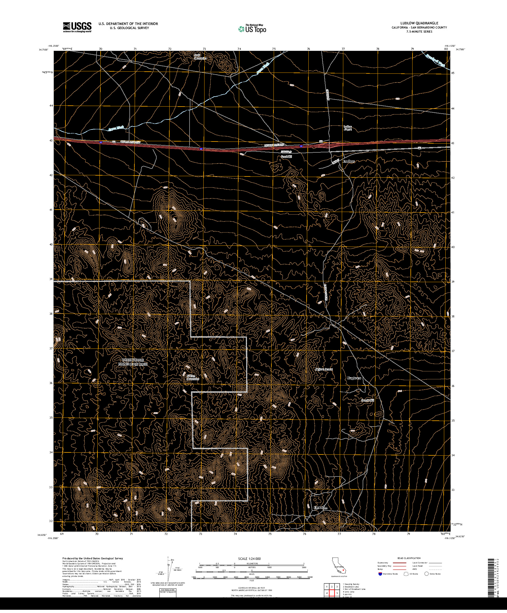 USGS US TOPO 7.5-MINUTE MAP FOR LUDLOW, CA 2018
