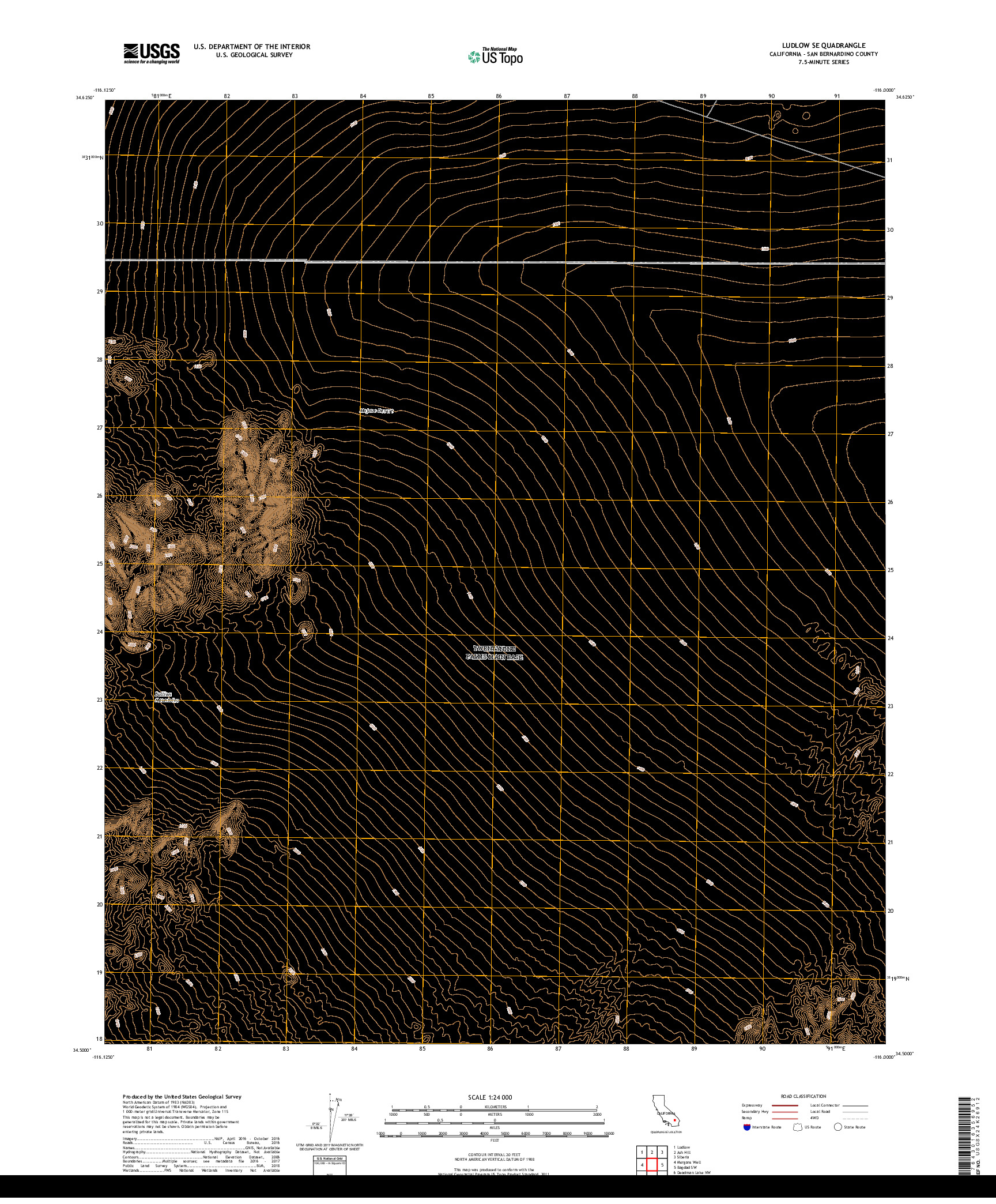 USGS US TOPO 7.5-MINUTE MAP FOR LUDLOW SE, CA 2018