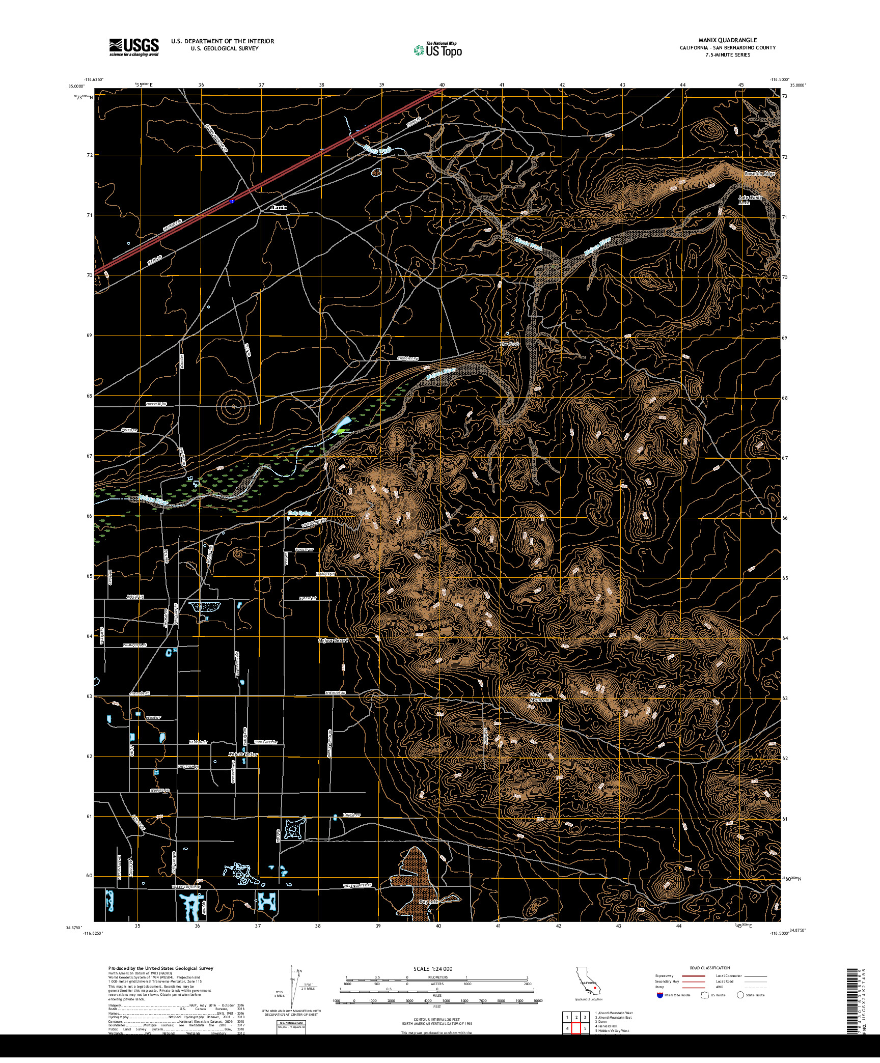 USGS US TOPO 7.5-MINUTE MAP FOR MANIX, CA 2018