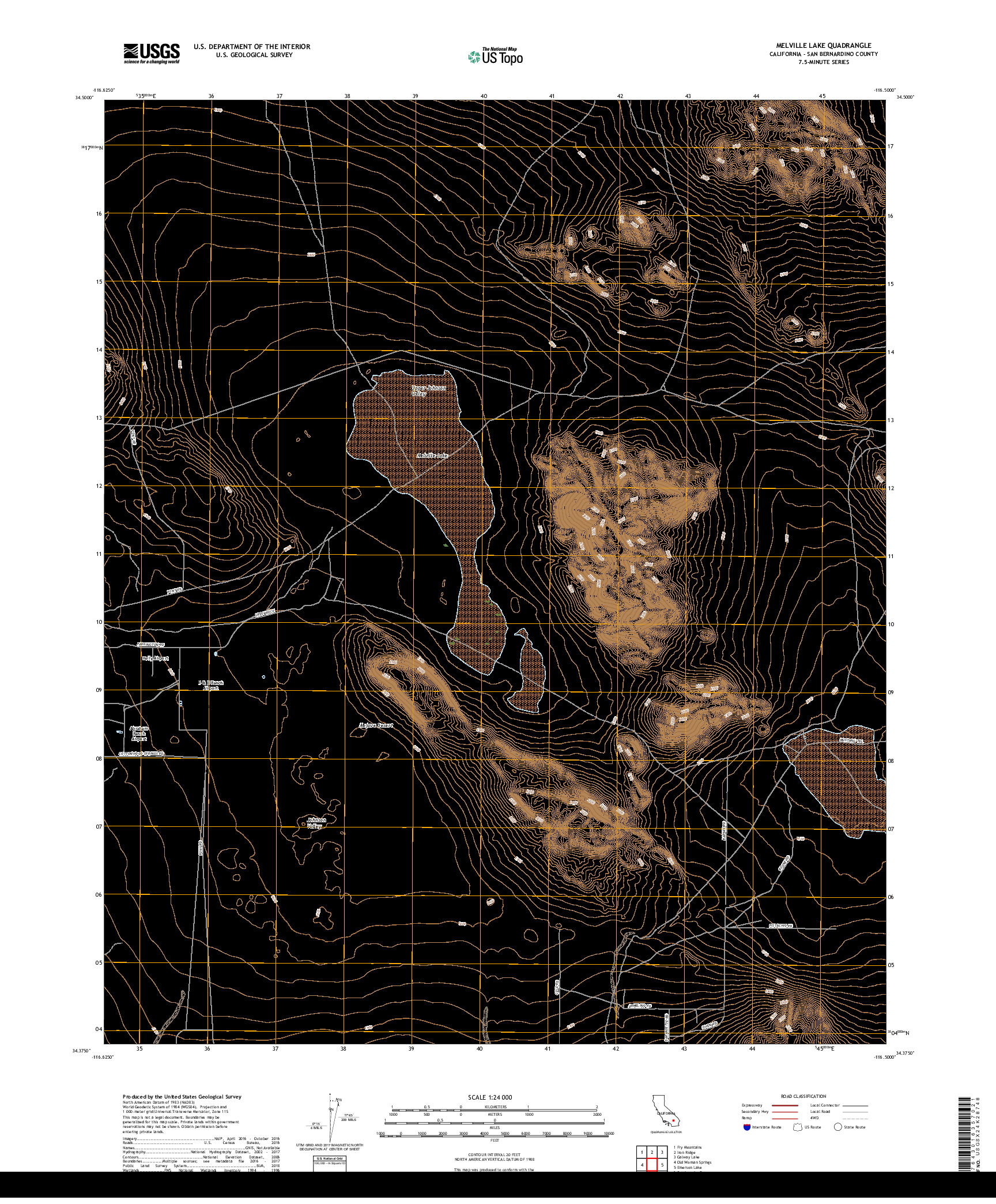 USGS US TOPO 7.5-MINUTE MAP FOR MELVILLE LAKE, CA 2018