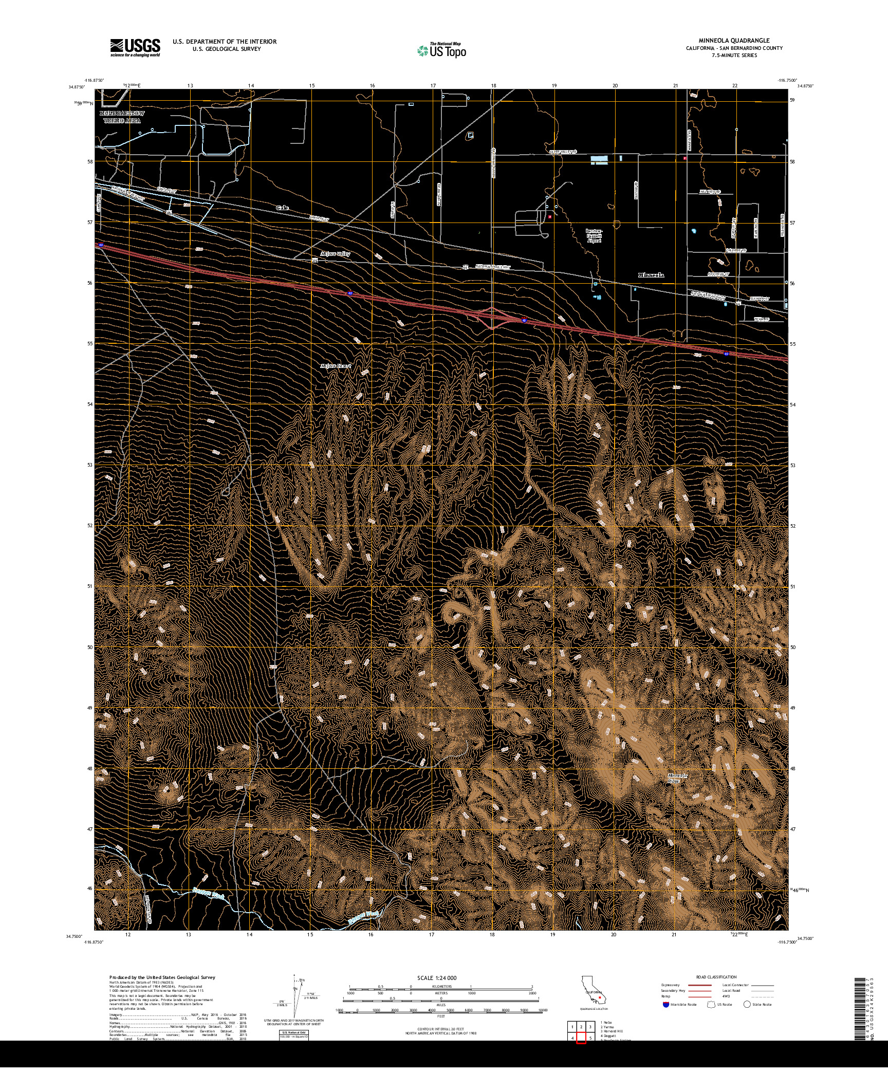 USGS US TOPO 7.5-MINUTE MAP FOR MINNEOLA, CA 2018