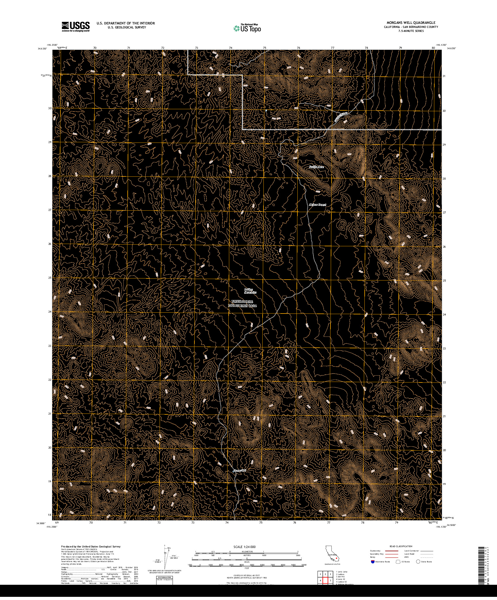 USGS US TOPO 7.5-MINUTE MAP FOR MORGANS WELL, CA 2018