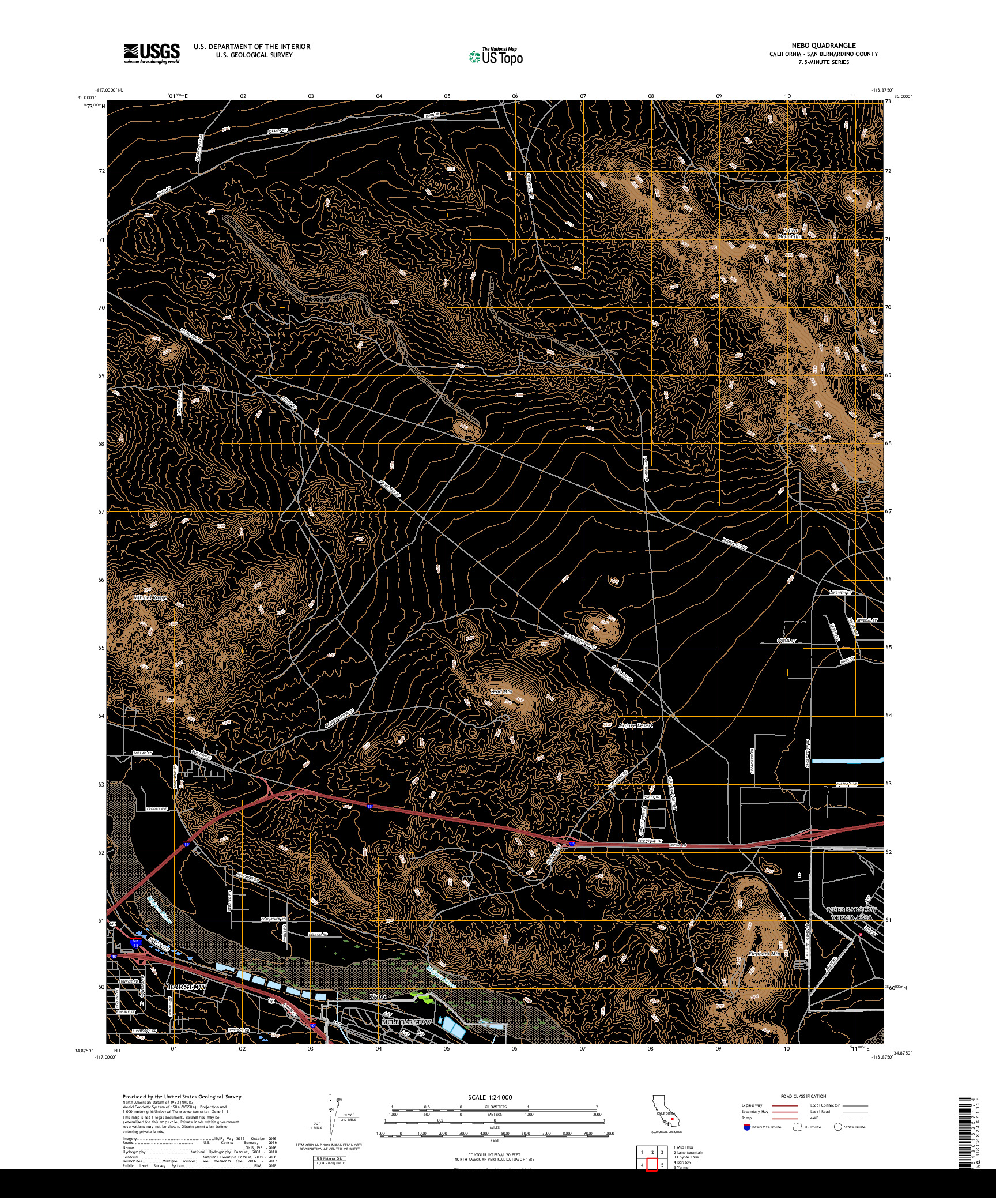USGS US TOPO 7.5-MINUTE MAP FOR NEBO, CA 2018