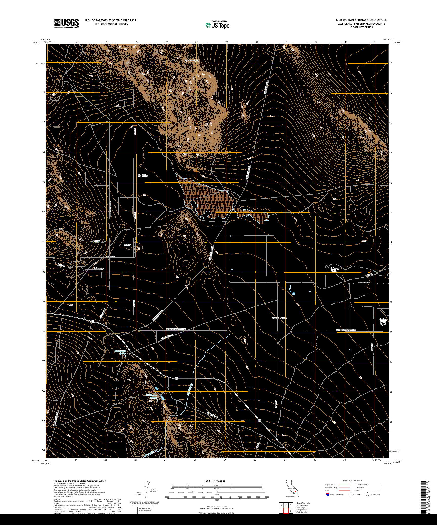 USGS US TOPO 7.5-MINUTE MAP FOR OLD WOMAN SPRINGS, CA 2018