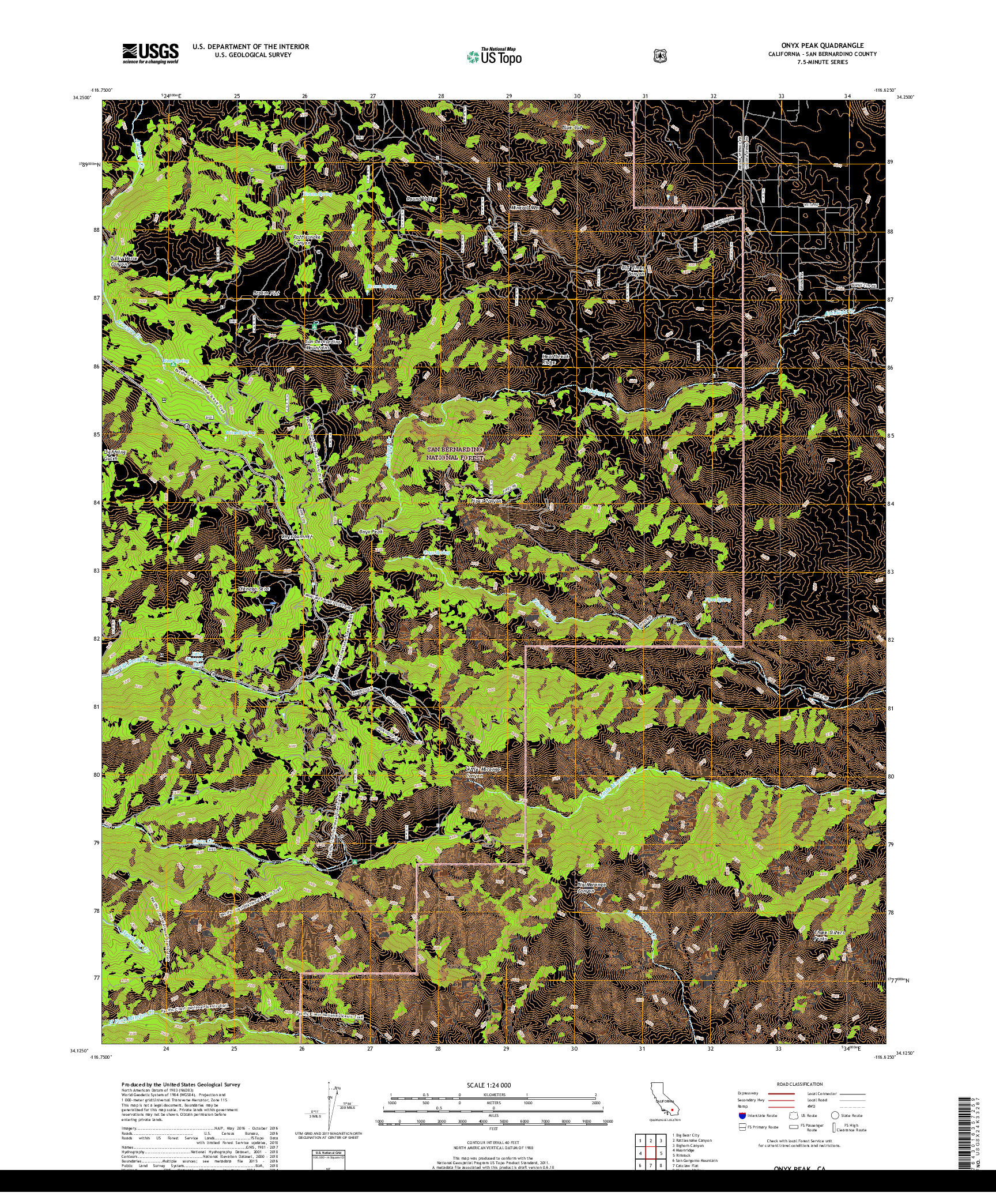 USGS US TOPO 7.5-MINUTE MAP FOR ONYX PEAK, CA 2018