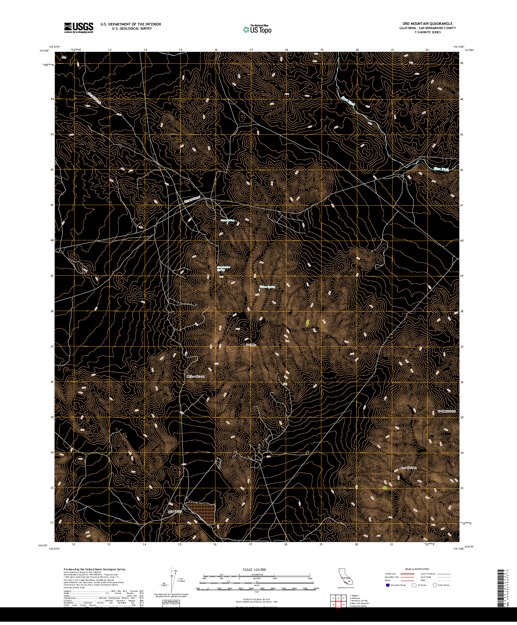 USGS US TOPO 7.5-MINUTE MAP FOR ORD MOUNTAIN, CA 2018