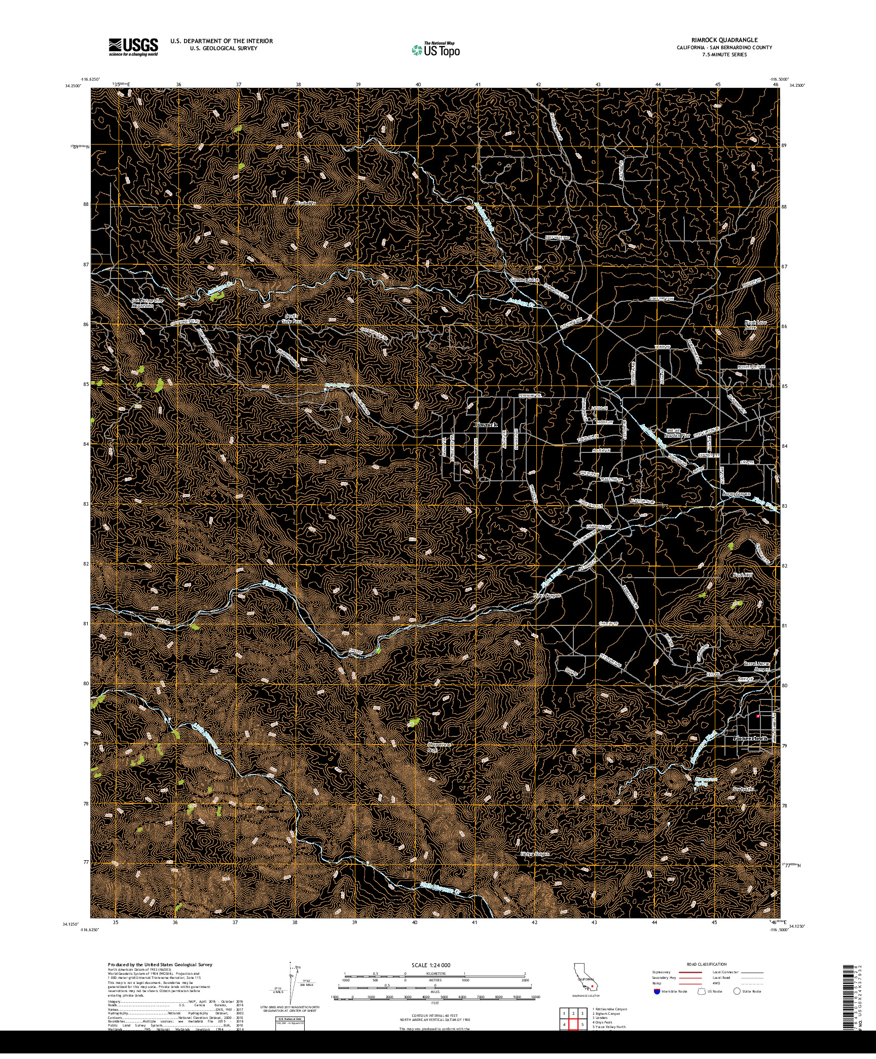 USGS US TOPO 7.5-MINUTE MAP FOR RIMROCK, CA 2018