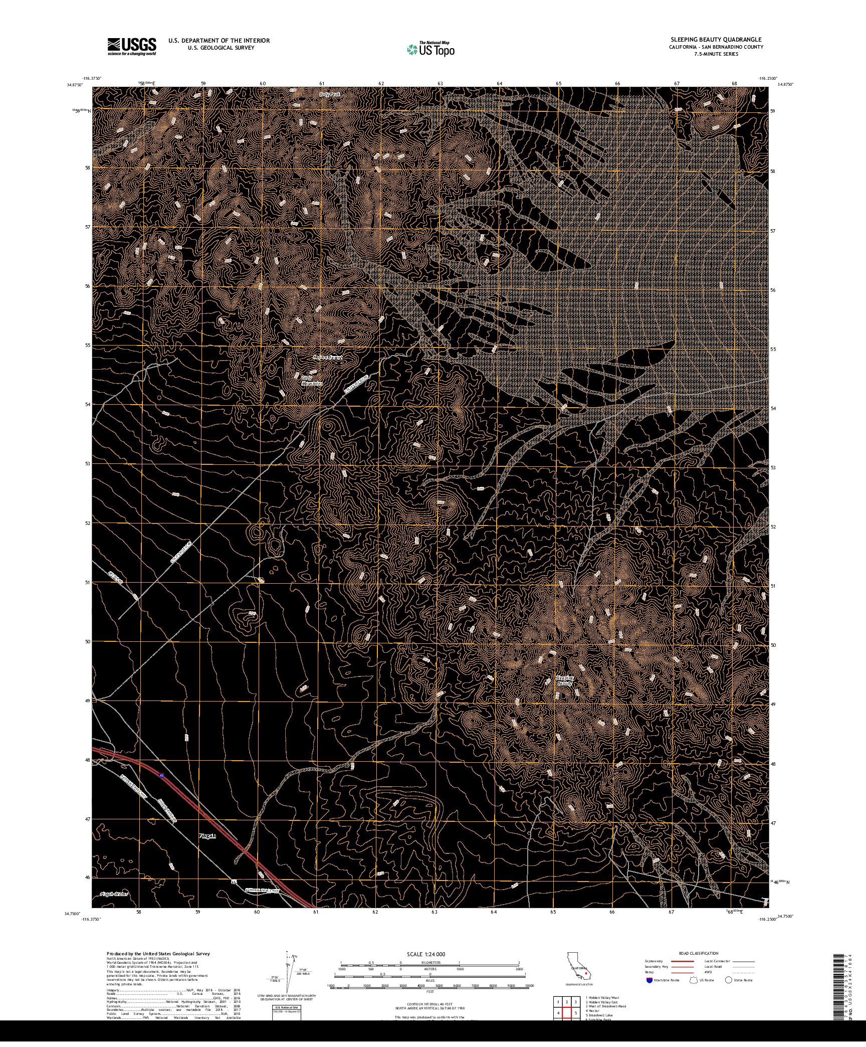 USGS US TOPO 7.5-MINUTE MAP FOR SLEEPING BEAUTY, CA 2018