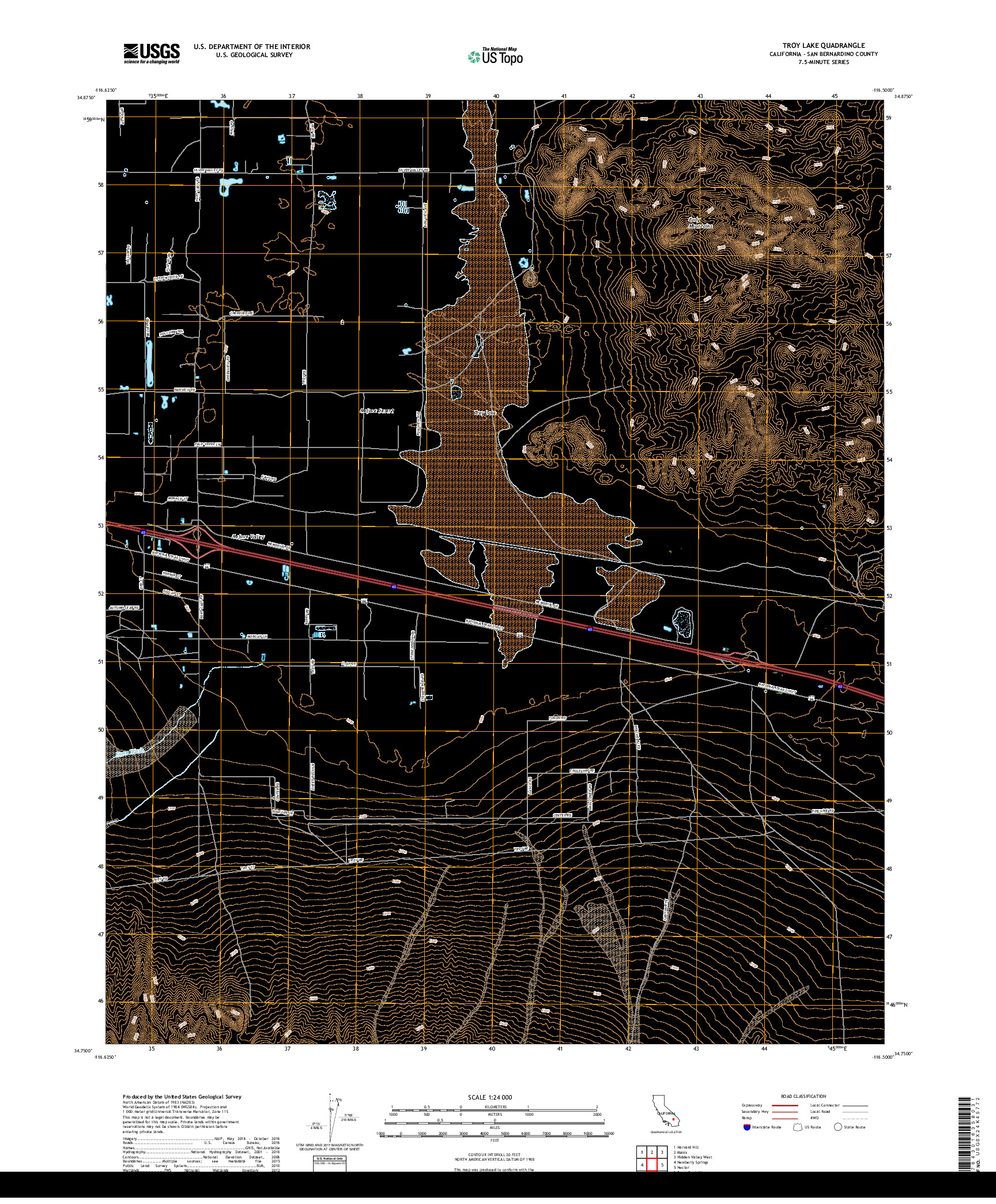 USGS US TOPO 7.5-MINUTE MAP FOR TROY LAKE, CA 2018